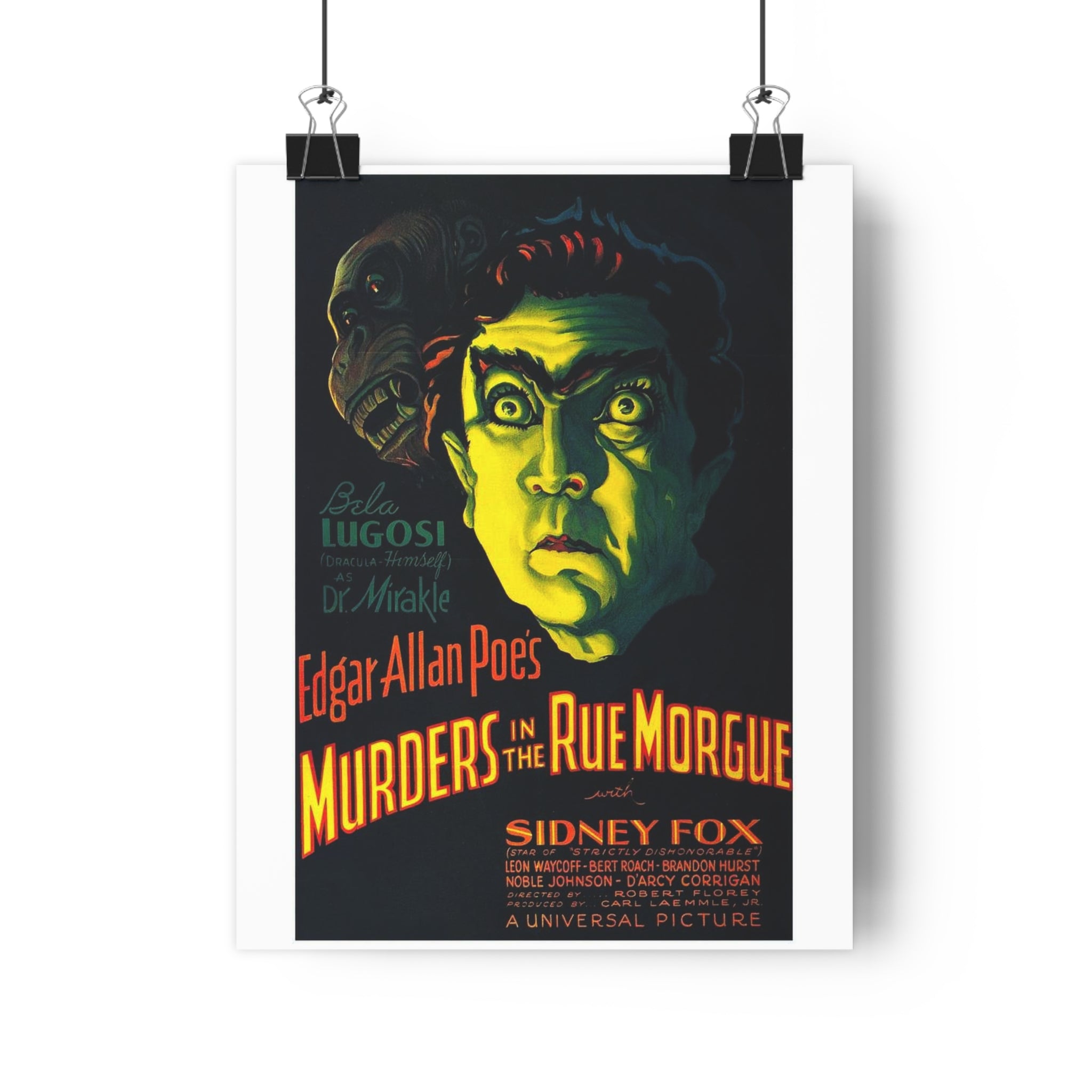 Poster for the 1932 film Murders in the Rue Morgue. Vintage Horror Movie Poster — "Murders in the Rue Morgue" Paper Poster (Bela Lugosi)