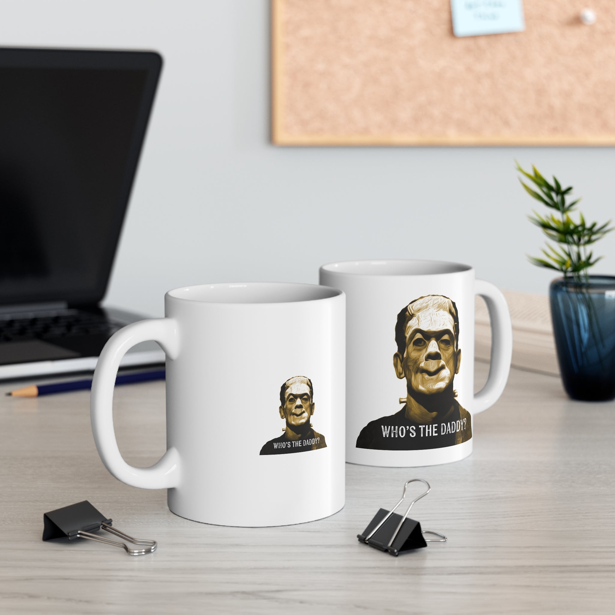 Who's the Daddy? Graphic Frankenstein Coffee Mug, Funny Halloween Gift