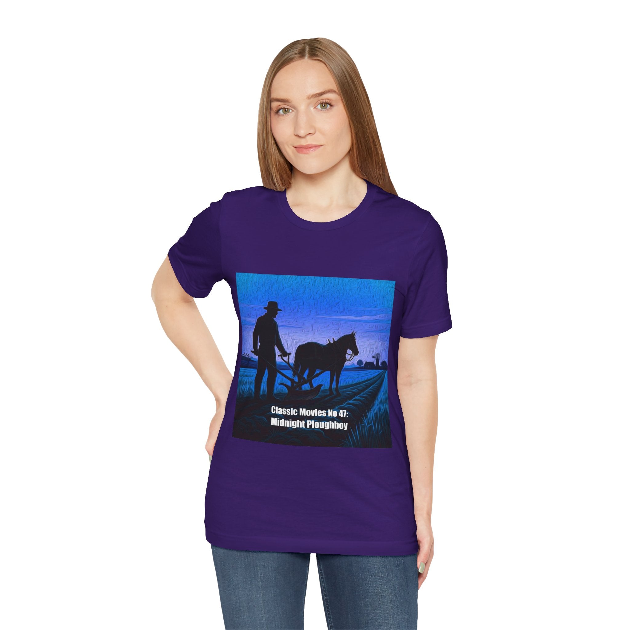 Classic Movies No 47 - Midnight Ploughboy Silhouette with Horse T-Shirt | Sunset Scene
