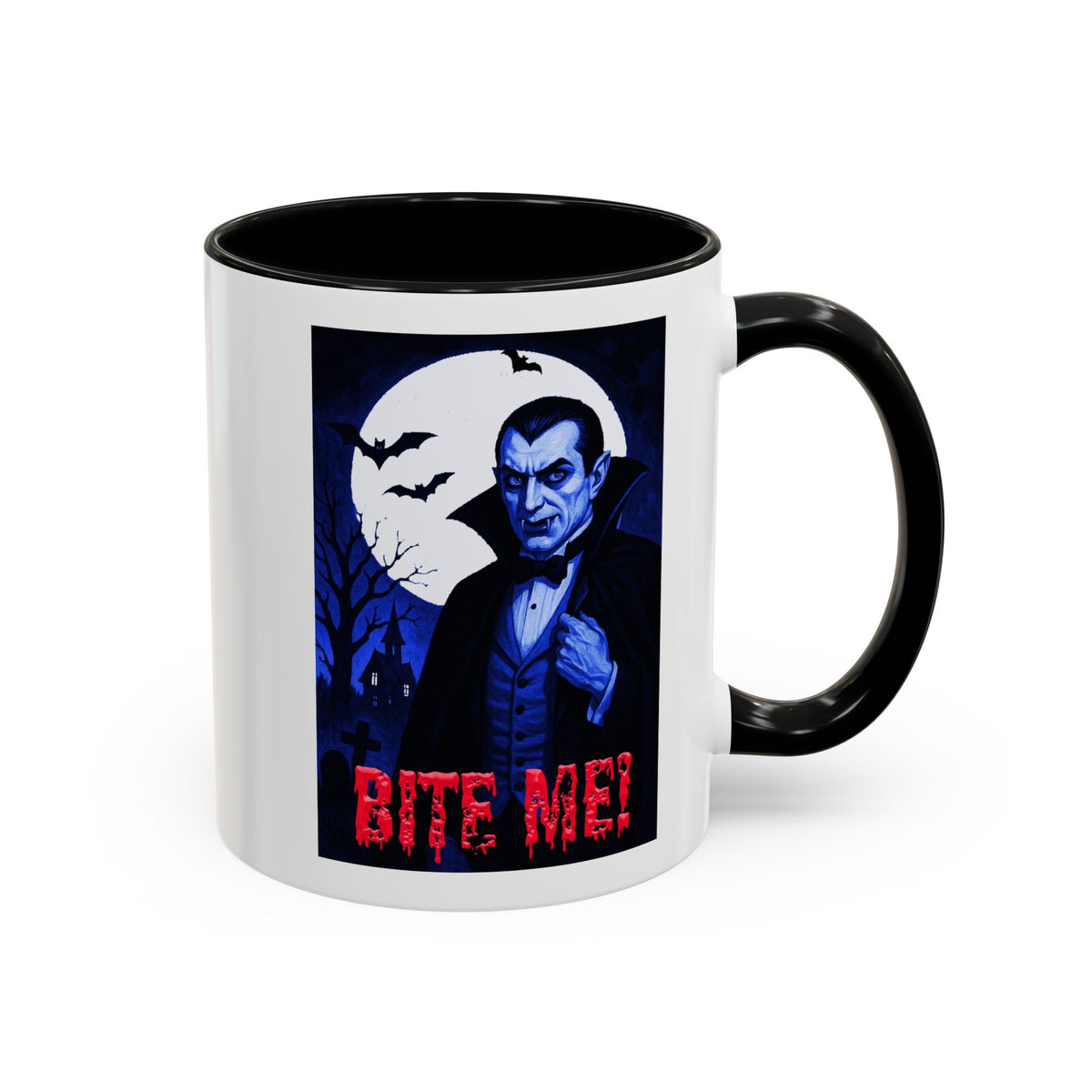 Vampire 'Bite Me!' Accent Coffee Mug – Gothic Halloween Coffee Cup