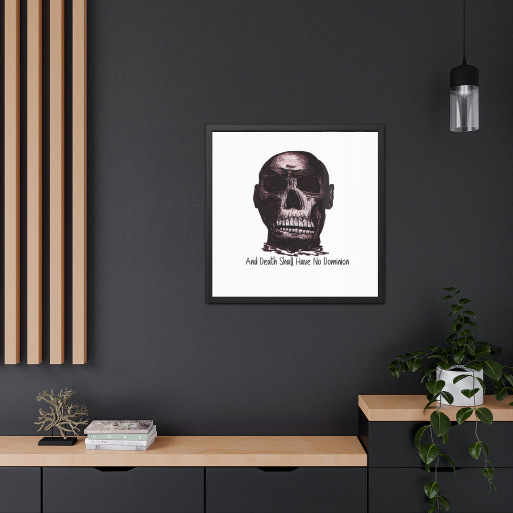 Framed Poster — Skull Illustration with "And Death Shall Have No Dominion" (Gothic Wall Art)