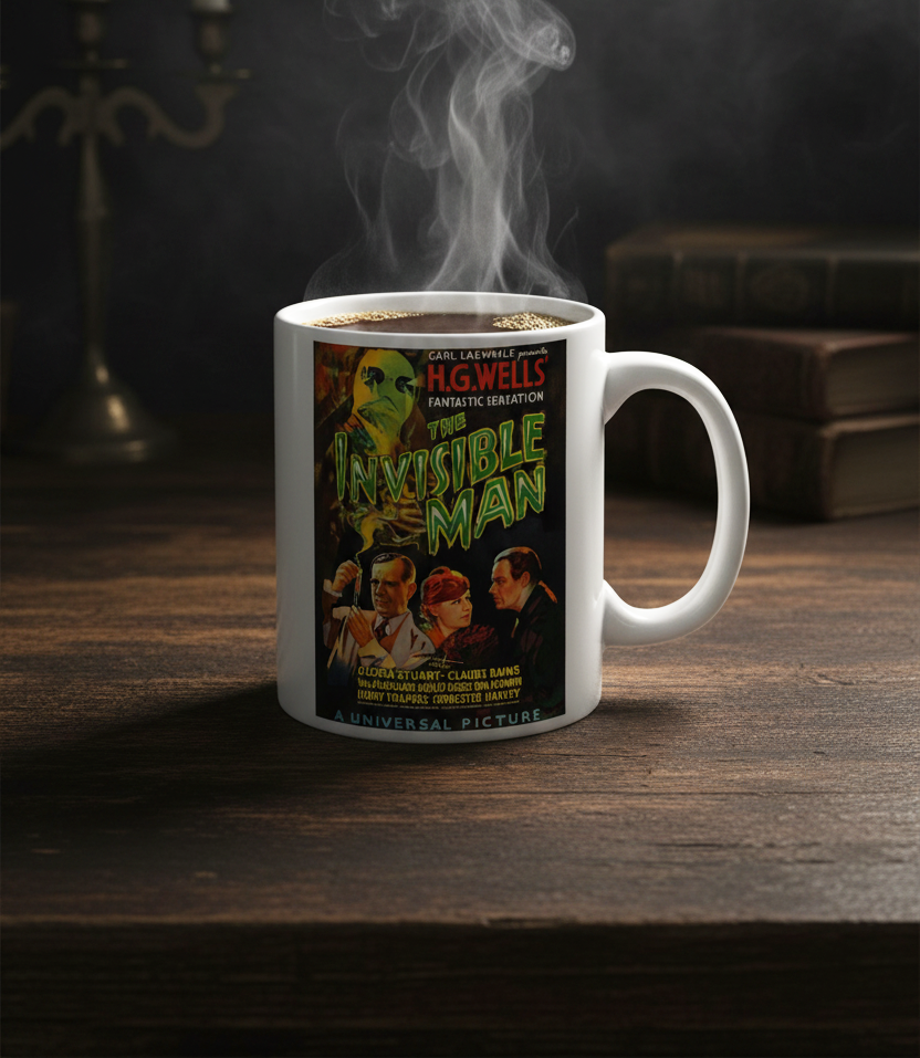 Vintage Horror Movie Mug — The Invisible Man Classic Film Gift for Book & Film Lovers