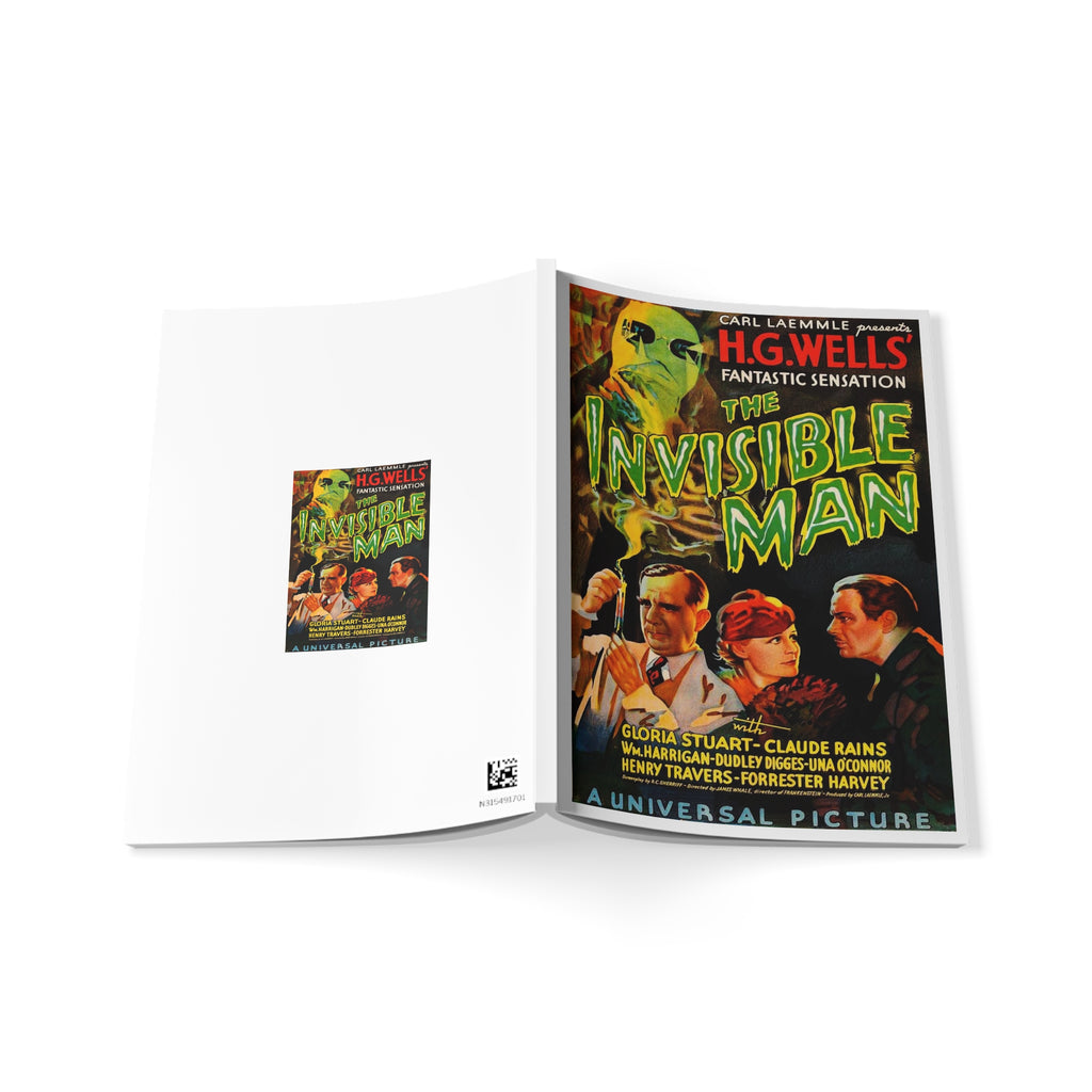 Invisible Man Vintage Movie Poster Notebook — A5 Softcover Journal
