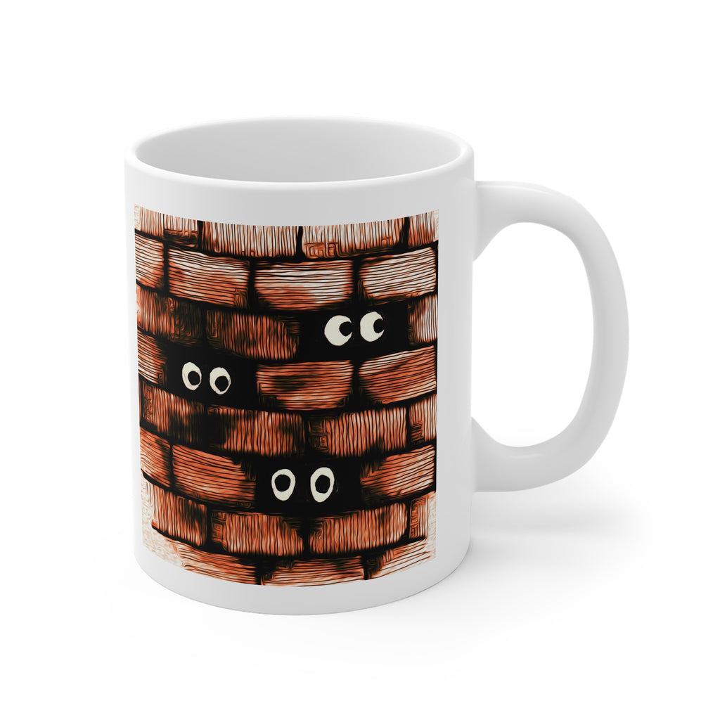 Wall Eyes Coffee Mug — Cute Peeking Eyes 11oz Ceramic Mug