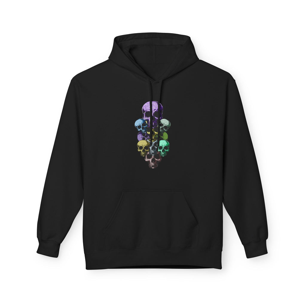Rainbow Skull Stack Hoodie | Multicolour Skull Art, Gothic Pullover