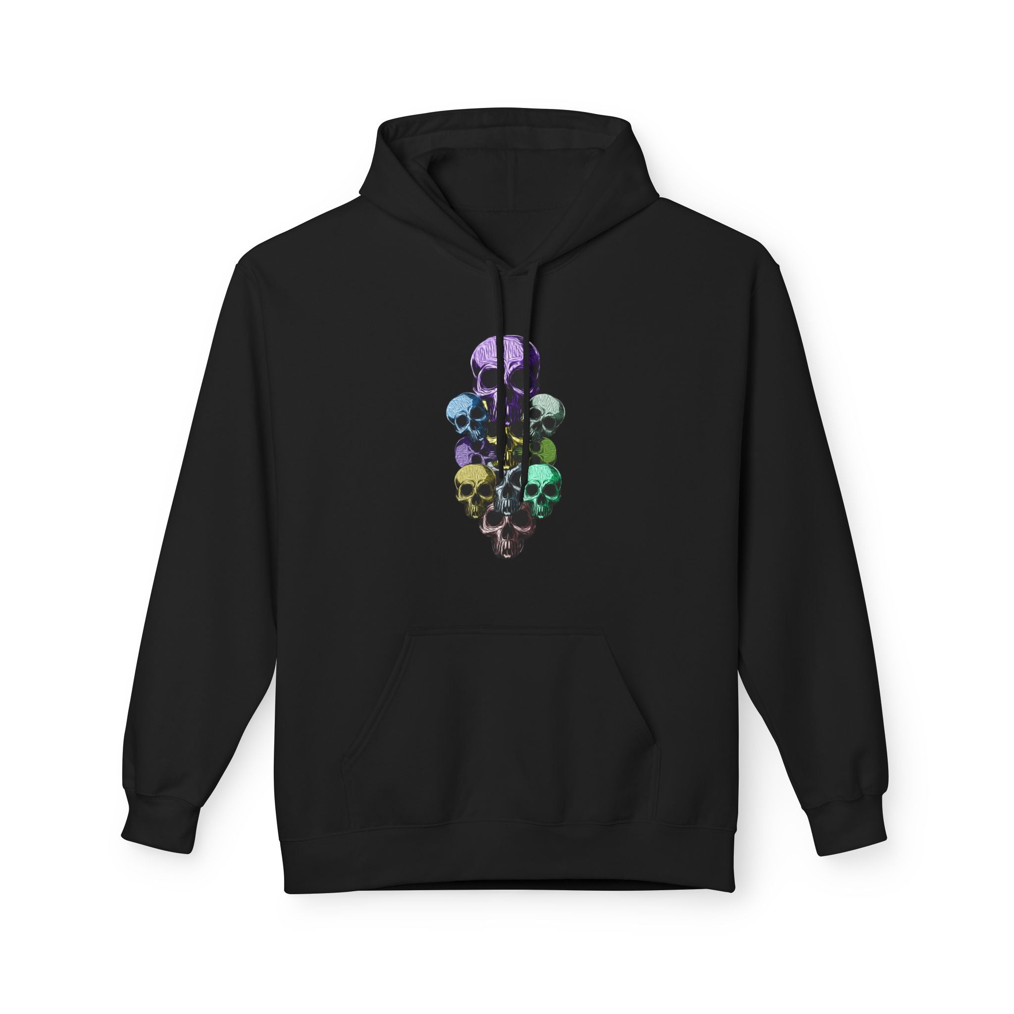 Rainbow Skull Stack Hoodie | Multicolour Skull Art, Gothic Pullover