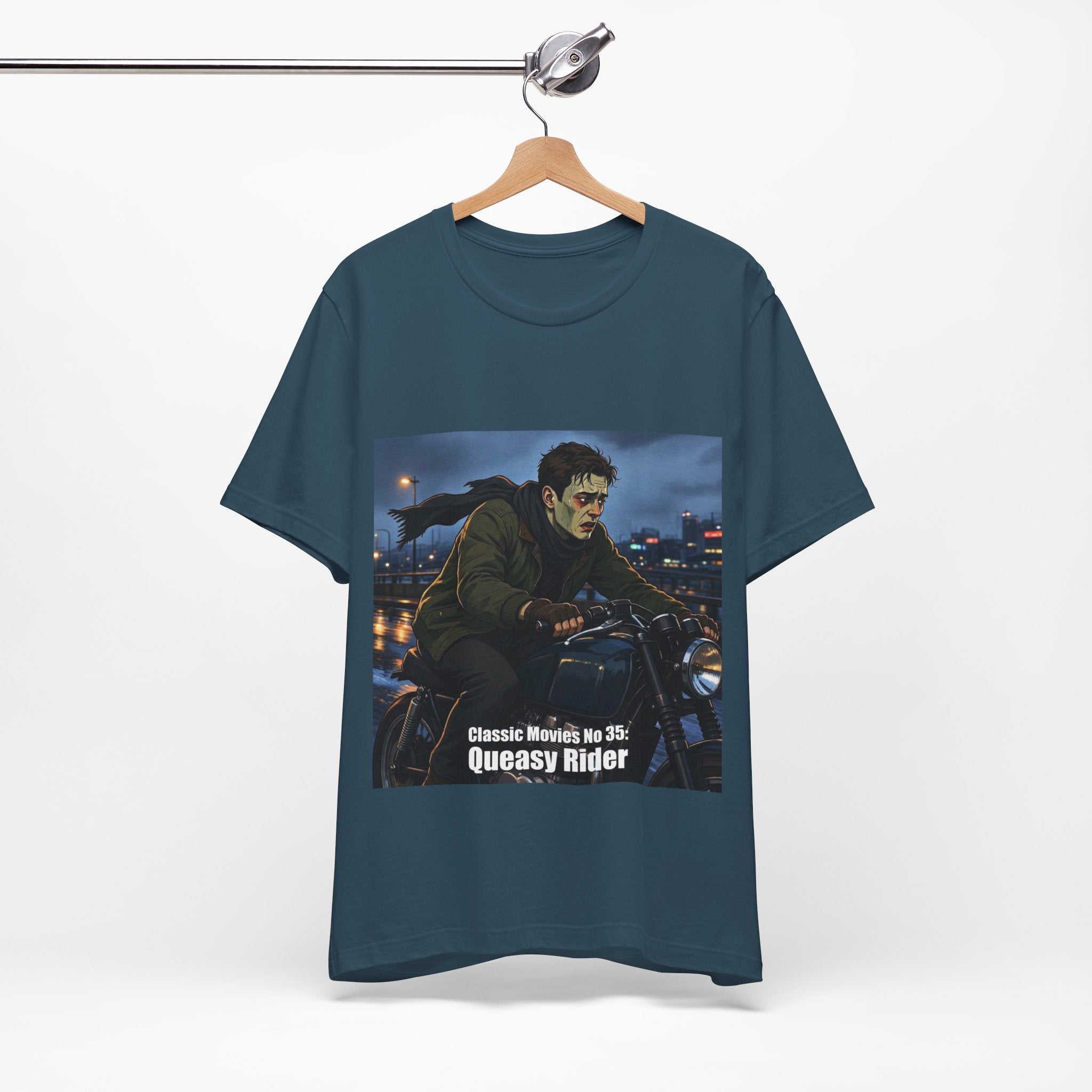 Classic Movies No 35 - Queasy Rider T-Shirt | Dark City Nightscape Graphic
