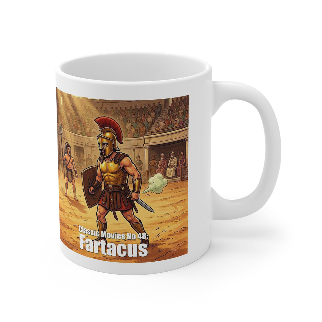Classic Movies No 48: Fartacus. Gladiator Arena | Ancient Roman Warrior Design - 11oz Mug