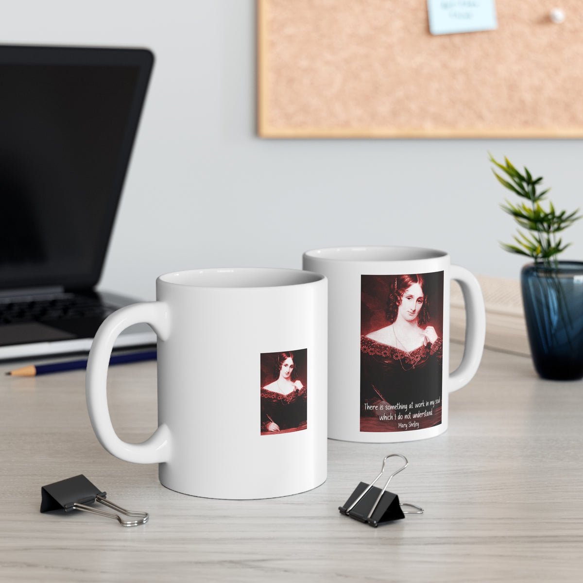Gothic Mary Shelley Portrait Coffee Mug —  11oz White Mug