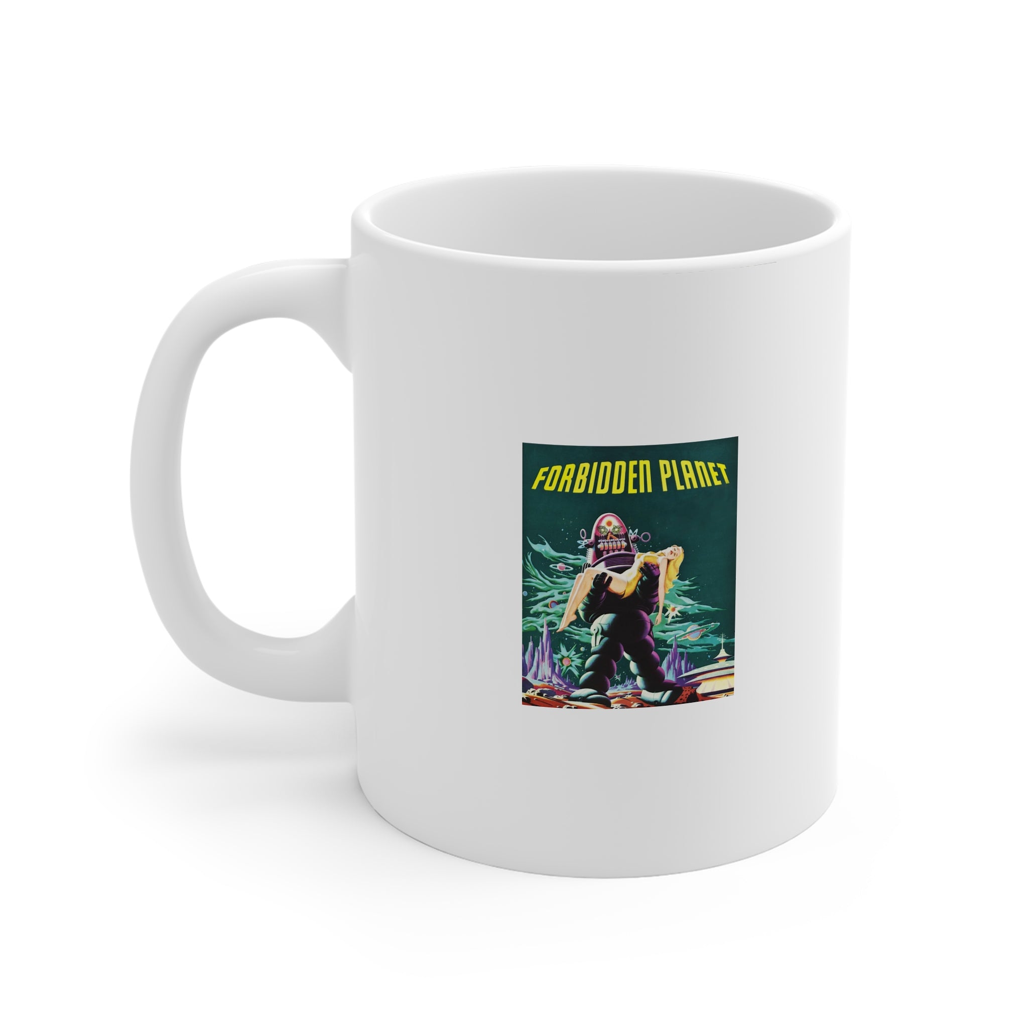 Forbidden Planet Retro Sci‑Fi Mug — Vintage Space Movie Poster Coffee Cup