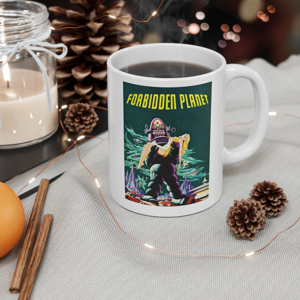 Forbidden Planet Retro Sci‑Fi Mug — Vintage Space Movie Poster Coffee Cup