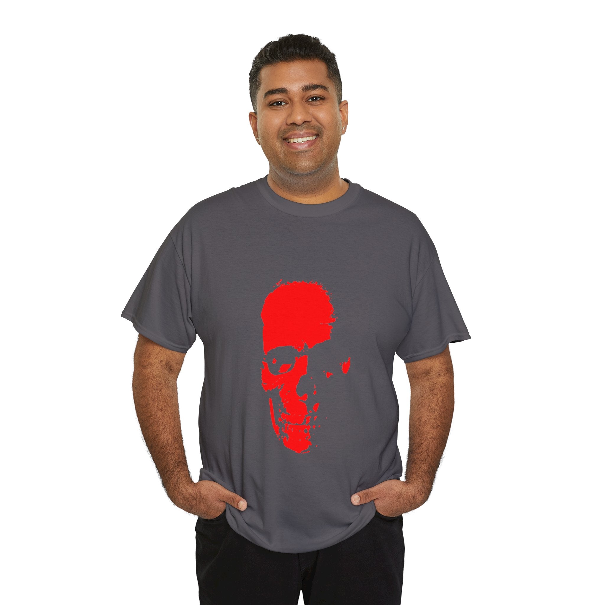 Red Skull Silhouette Tee — Minimalist Skull Graphic T-Shirt