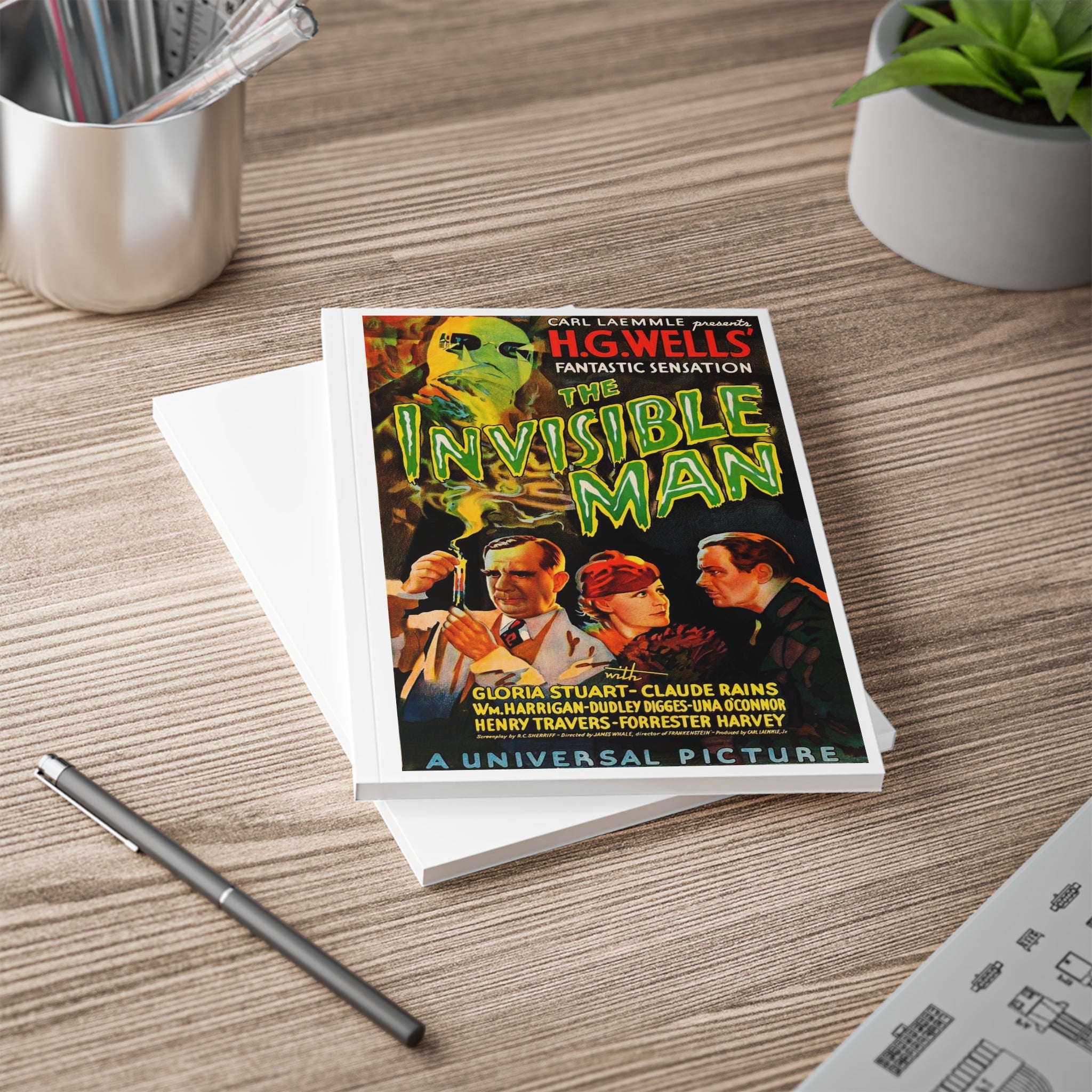 Invisible Man Vintage Movie Poster Notebook — A5 Softcover Journal