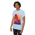 Gas Mask Sunset Tee — Retro Gradient Respirator Graphic T-Shirt