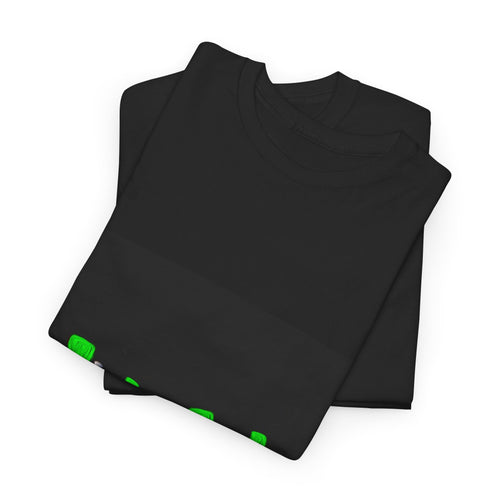 Black Tee with Neon Green Dragon Eyes — Spooky Graphic