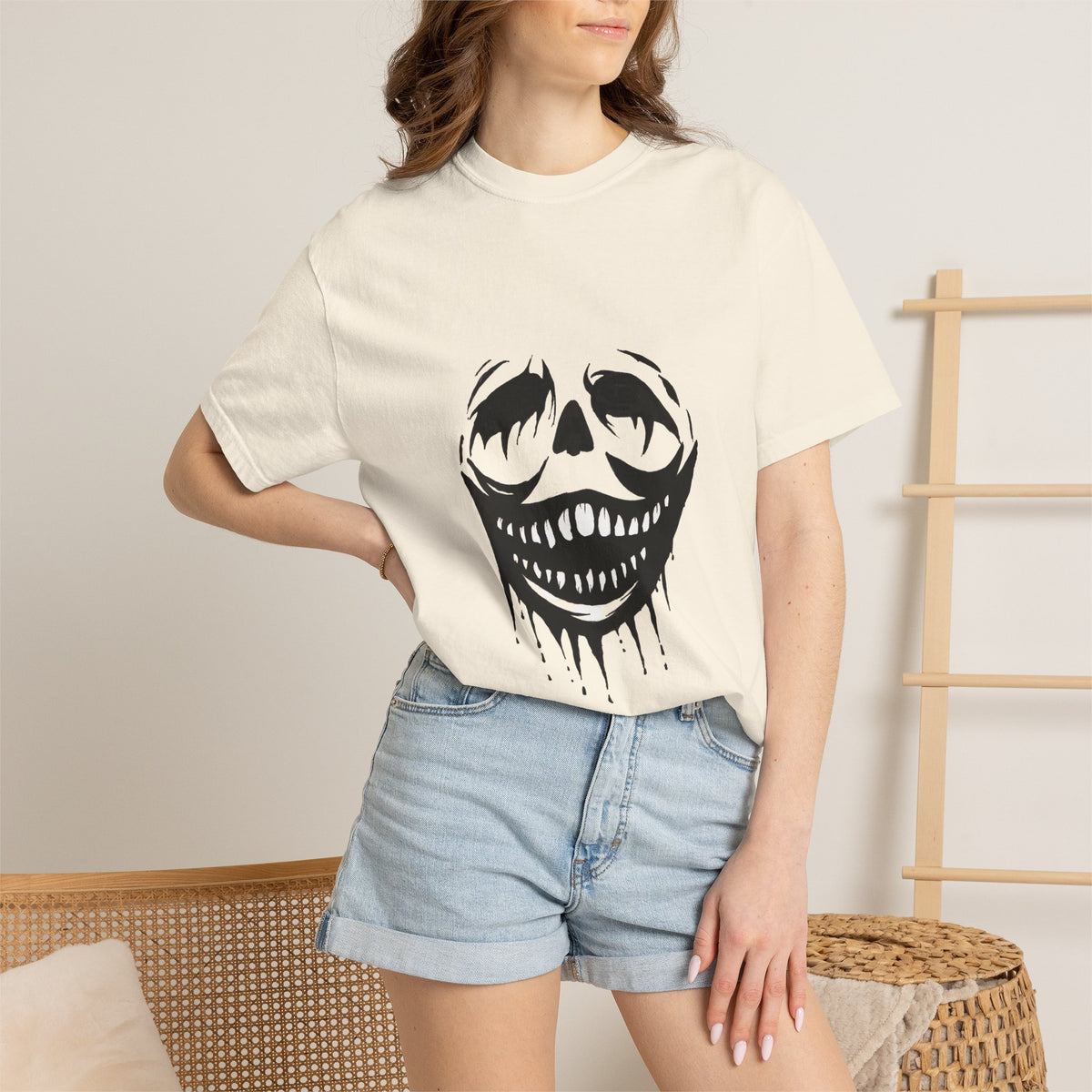 Dripping Skull T-Shirt — Creepy Smiling Face Graphic Tee