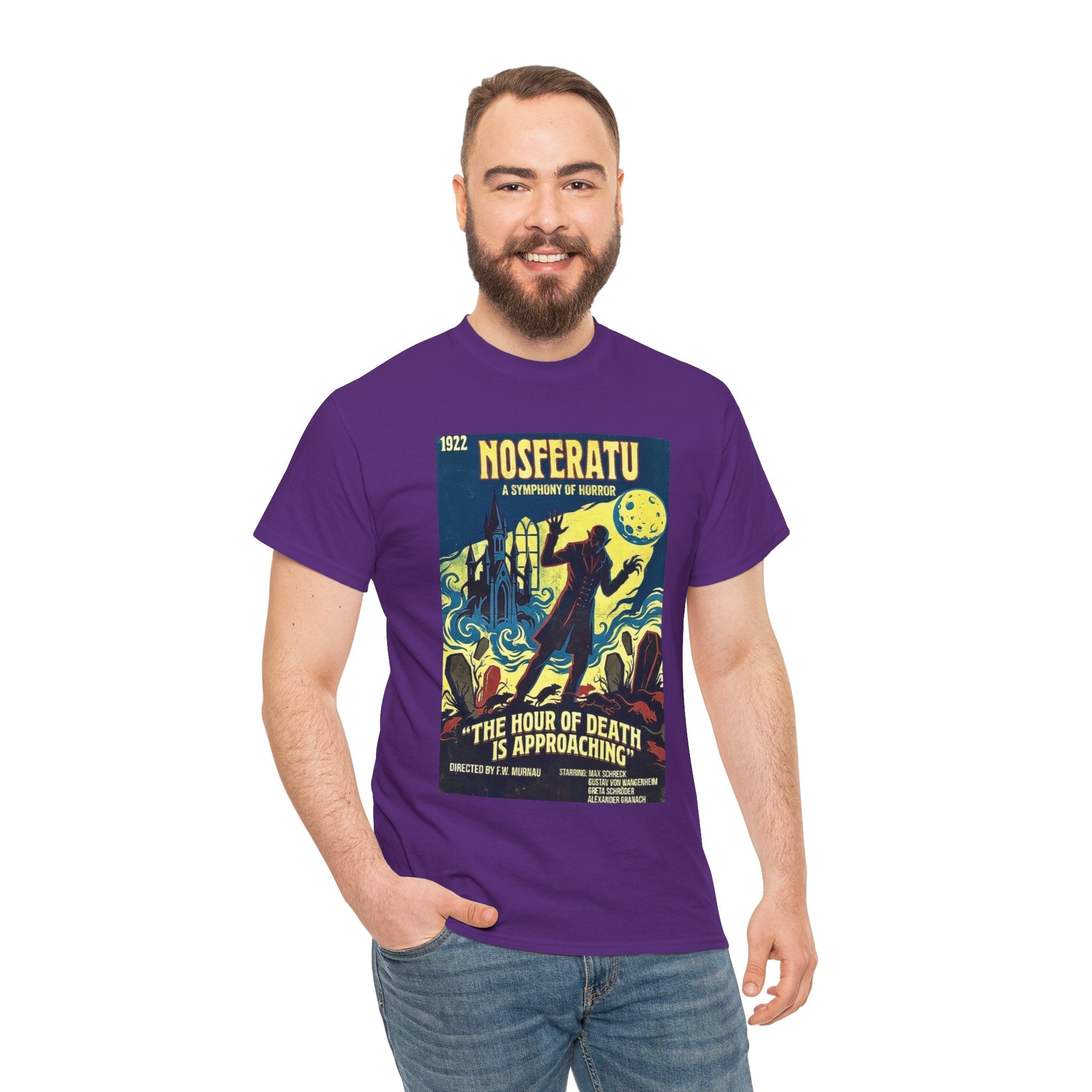 Nosferatu Poster T-Shirt — The Hour of Death Is Approaching Vintage Horror Tee