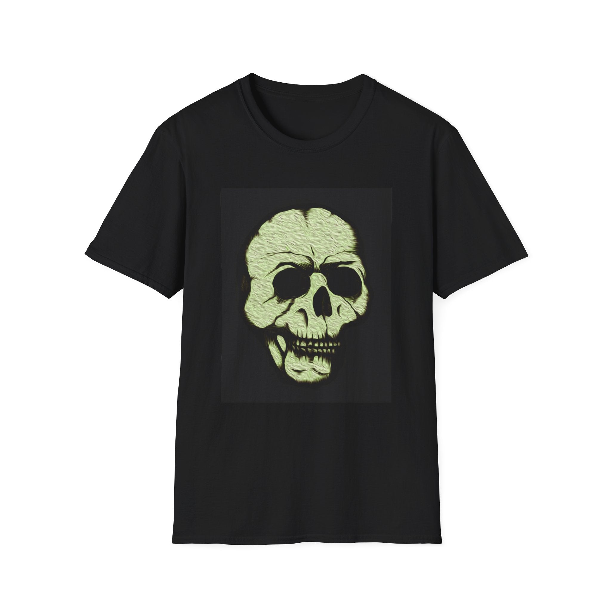 Skull Design by PhatBob T-Shirt — Halloween Neon Skull Graphic Tee