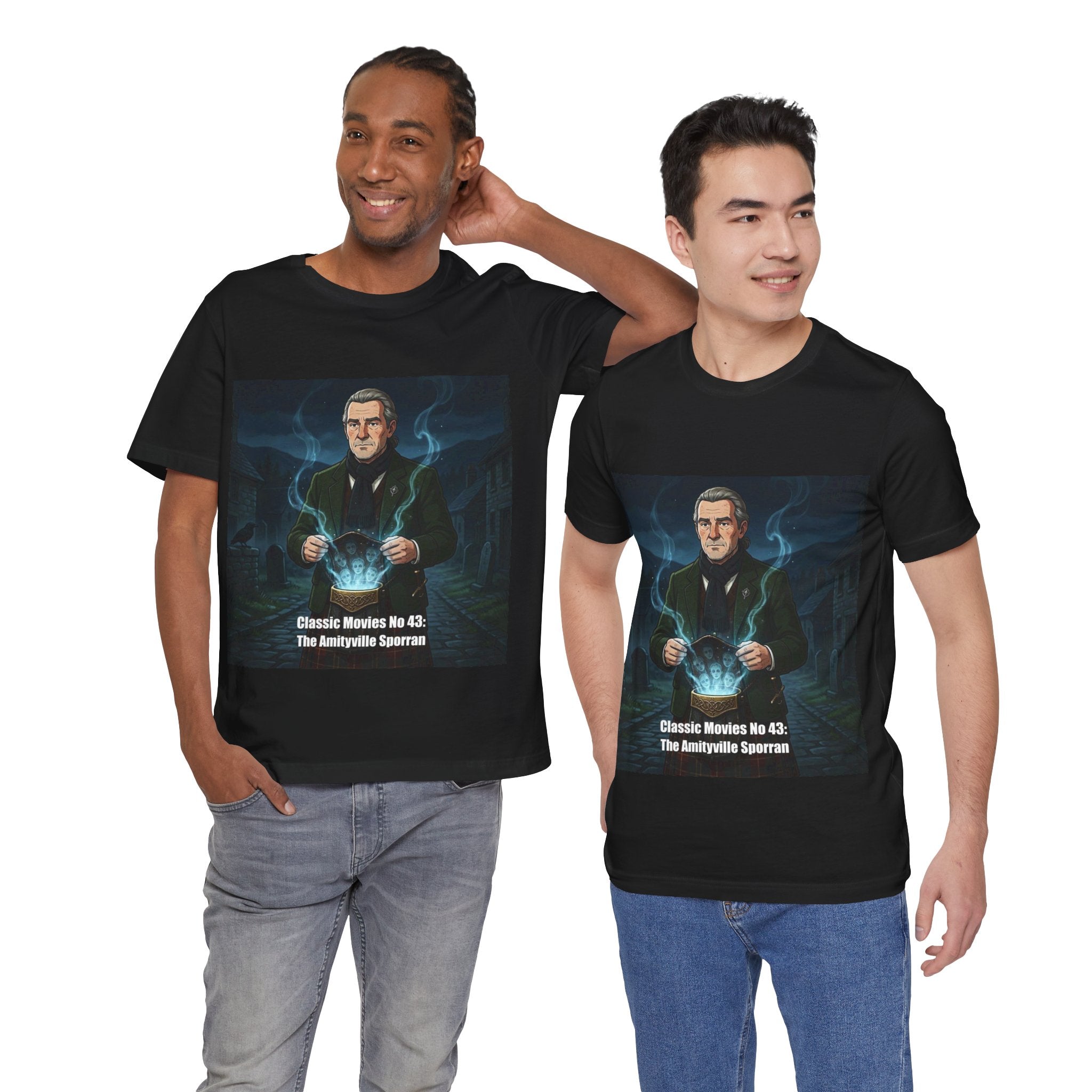 Classic Movies No 43 - The Amityville Sporran T-Shirt | Smoky Blue Illustration
