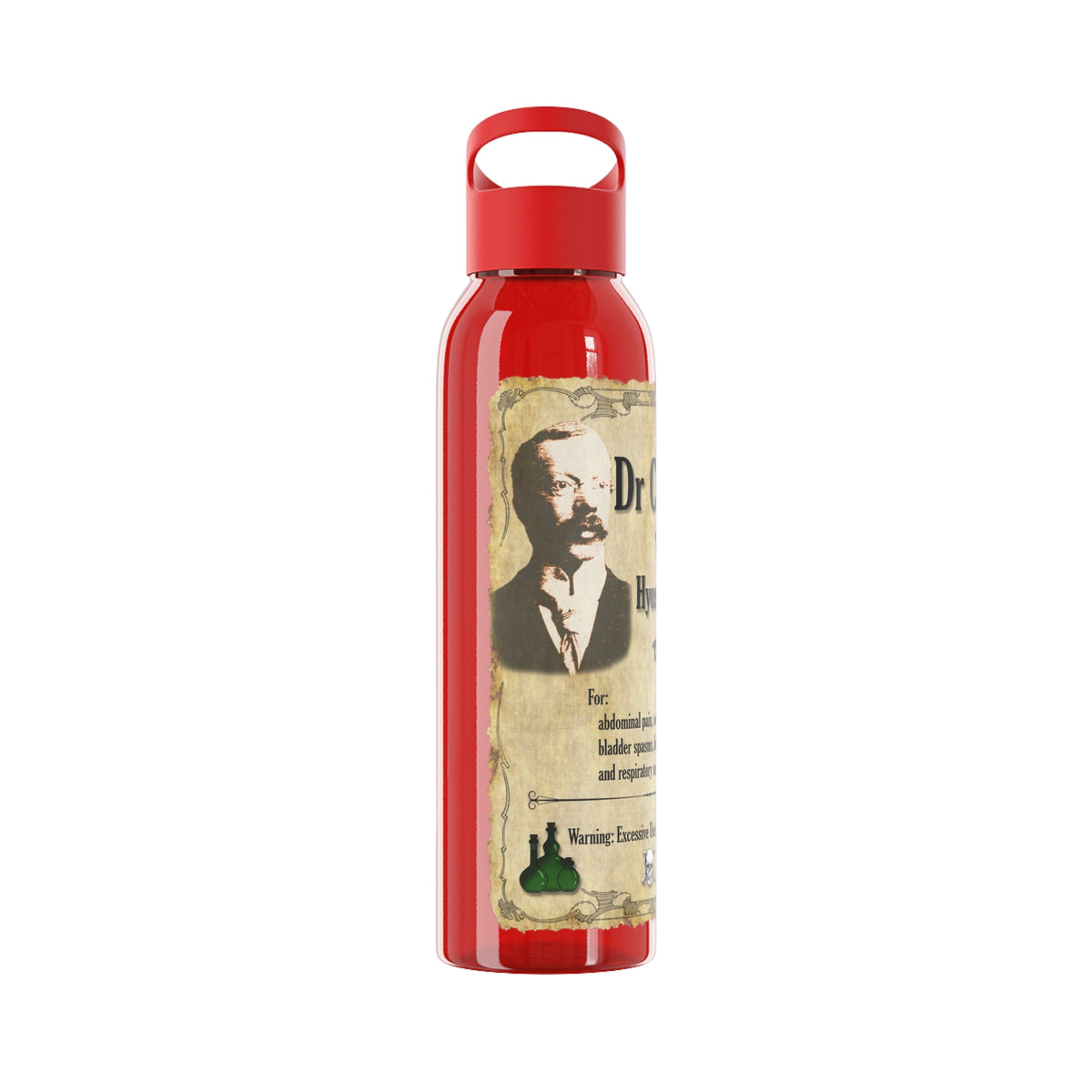 Vintage Apothecary Sky Water Bottle - “Dr Crippen’s Famous Hyoscine Tonic” Design