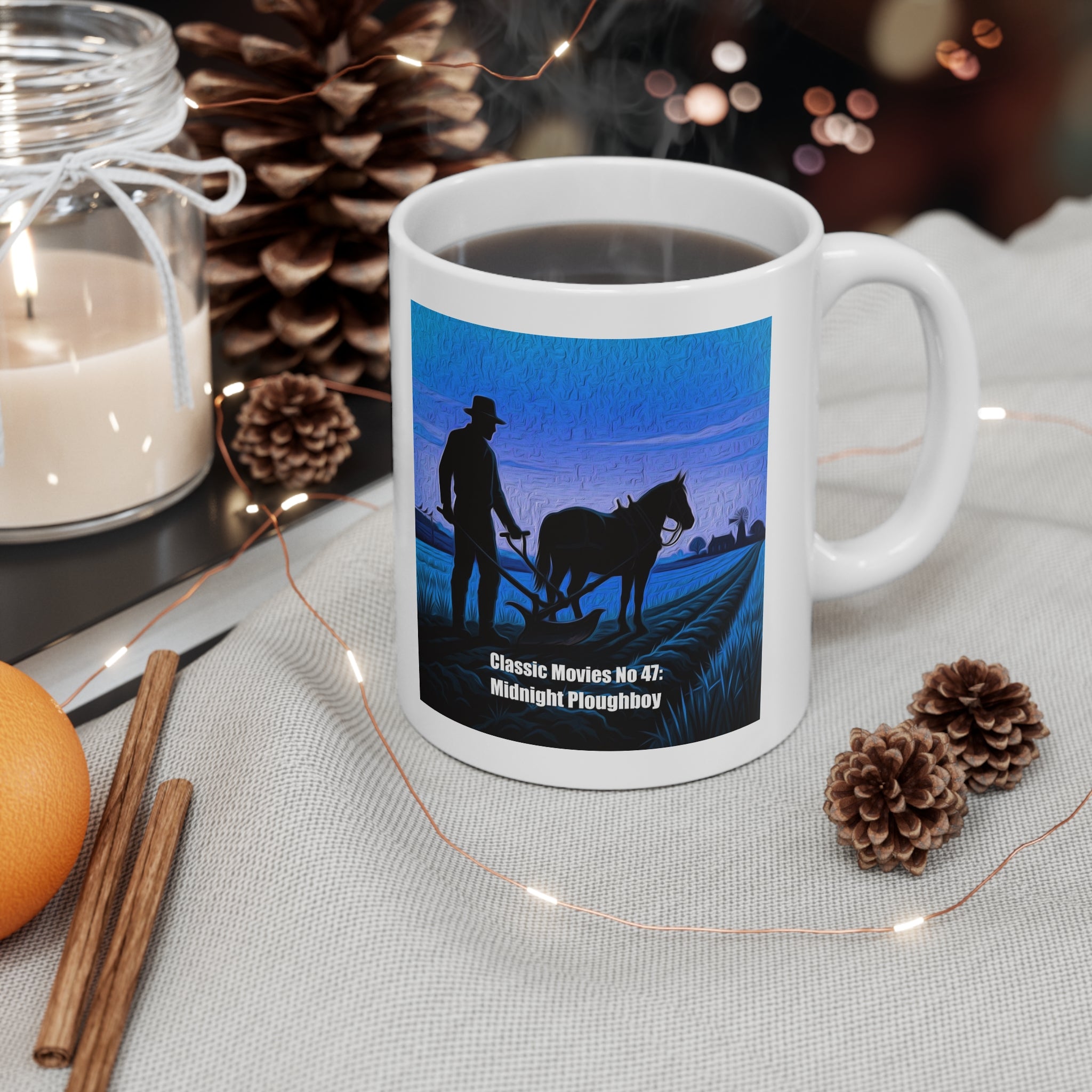 Classic Movies No 47 - Midnight Ploughboy Silhouette | Sunset Scene 11oz Coffee Mug