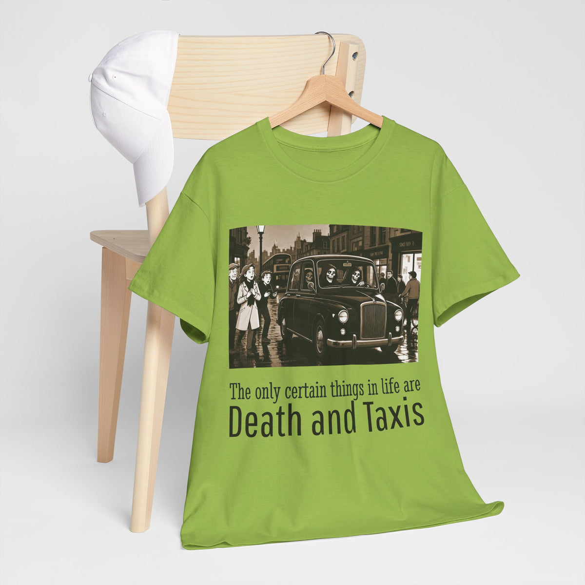 T‑Shirt — "Death and Taxis" Vintage London Cab Tee