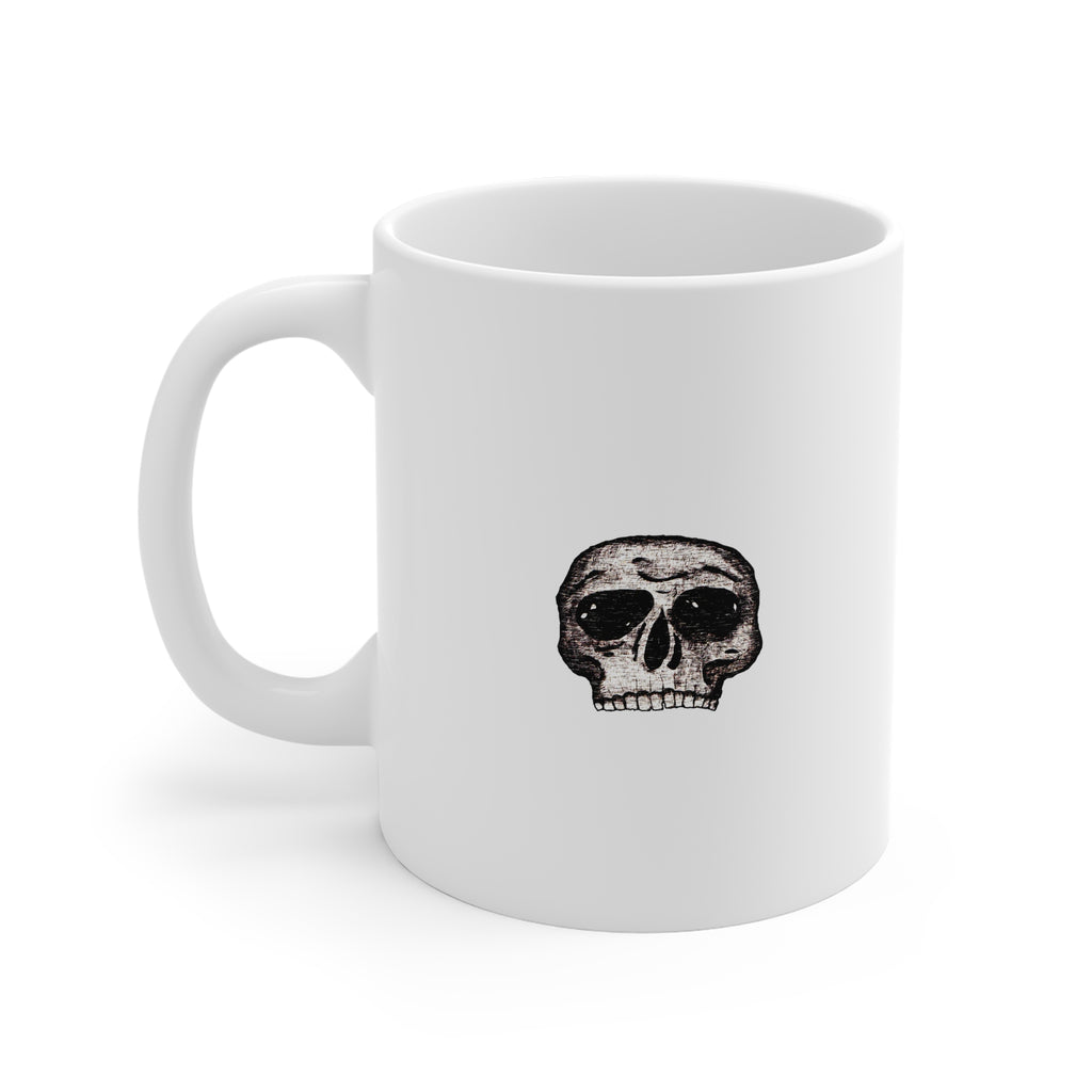 Skull Coffee Mug — Minimalist Distressed Skull 11oz Ceramic Mug