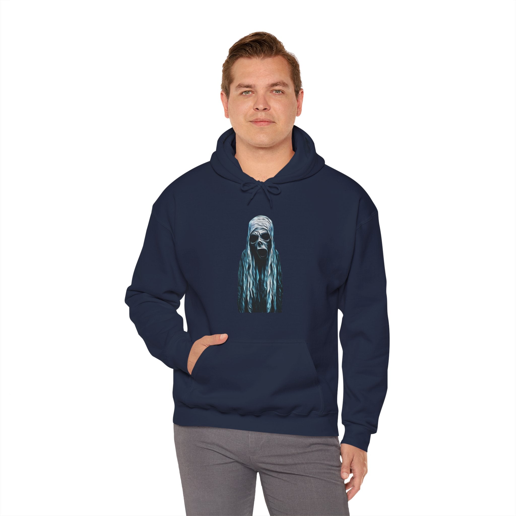 Screaming Ghoul Hoodie – Blue Haunting Portrait Hooded Sweatshirt