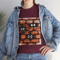 Brick Wall Eyes T-Shirt — Cute Peekaboo Cartoon Tee for Halloween & Everyday