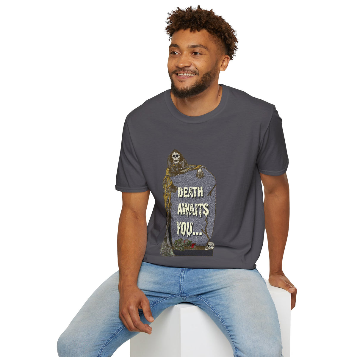 Death Awaits You T-Shirt — Grim Reaper Vintage Goth Tee