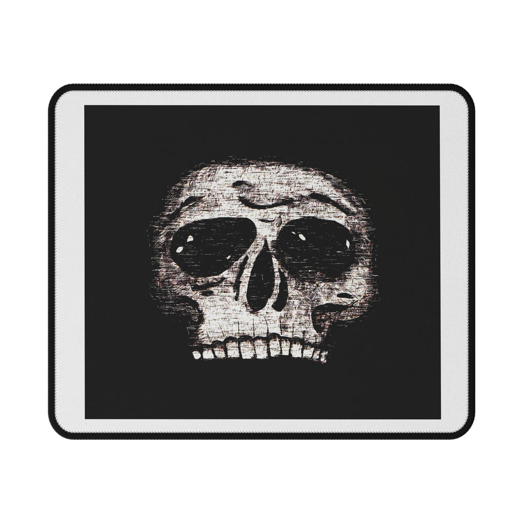 Minimalist Distressed Skull Graphic Gaming Mouse Pad — for Gamers & Halloween
