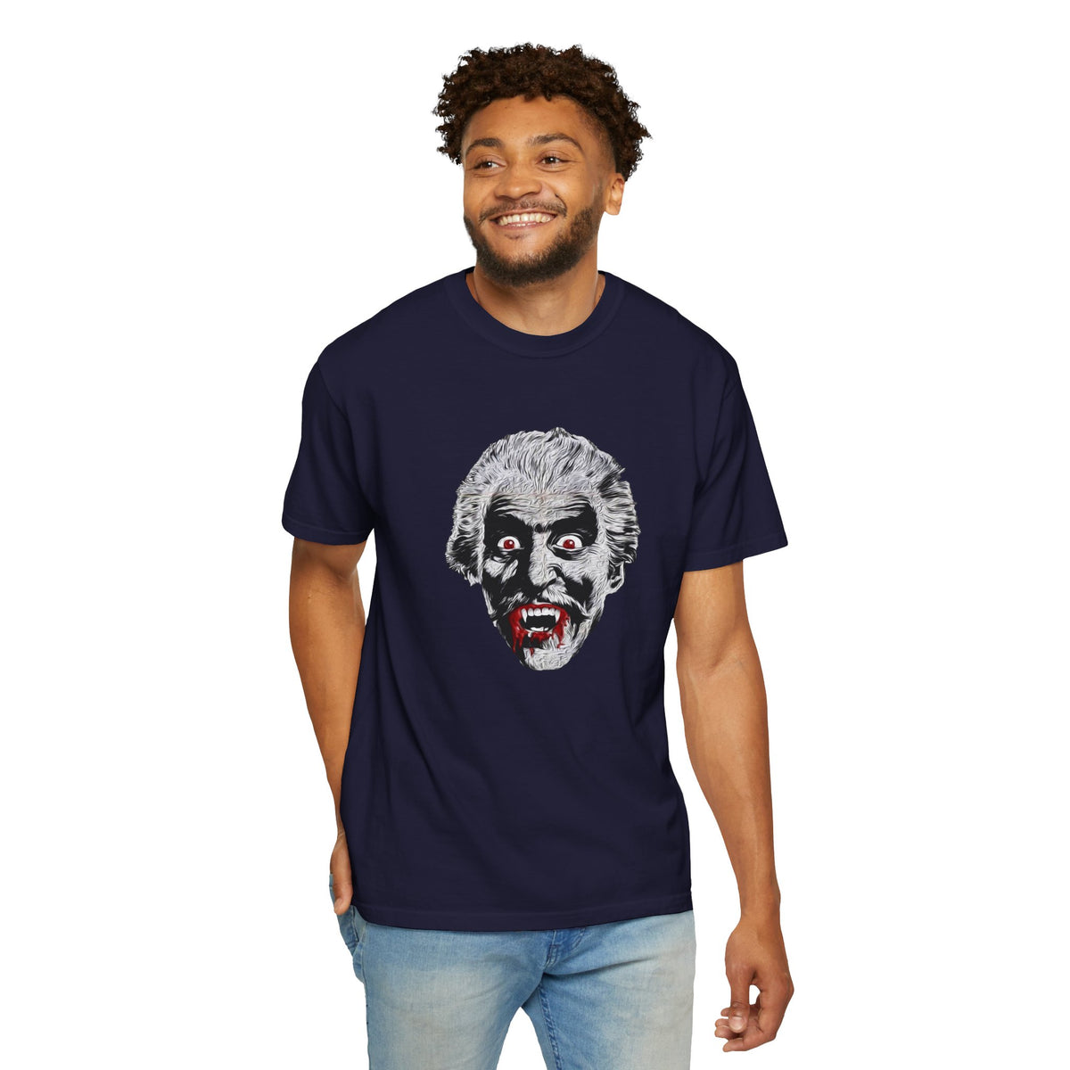 Vampire Face Graphic T-Shirt — Bloody Fangs Horror Tee