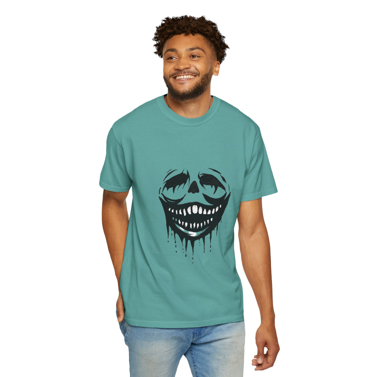 Dripping Skull T-Shirt — Creepy Smiling Face Graphic Tee
