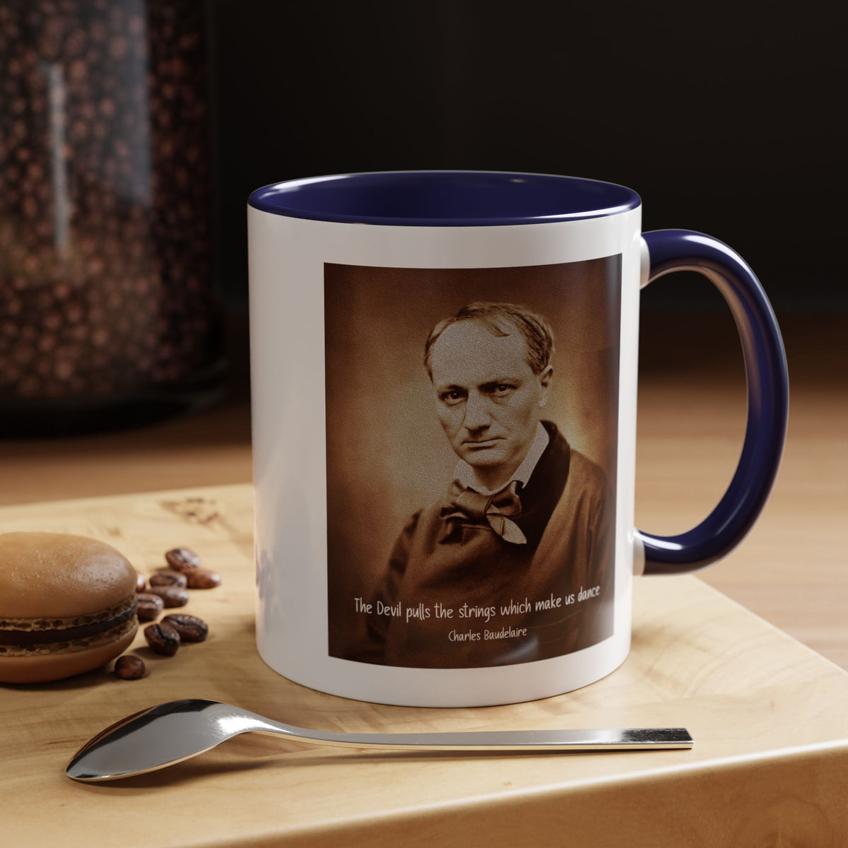Vintage Portrait Mug with Charles Baudelaire Quote, Literary Gift (11/15oz)