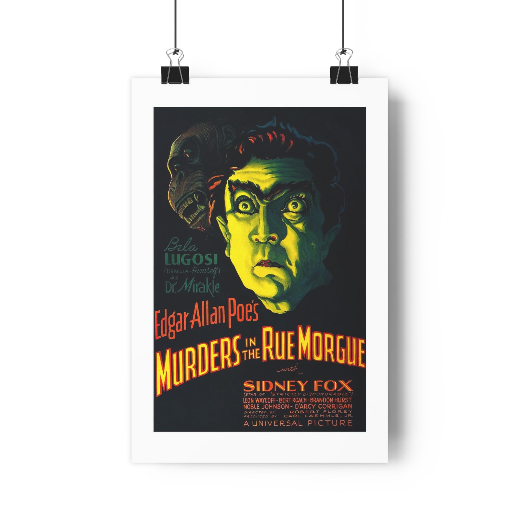 Vintage Horror Poster — "Edgar Allan Poe's Murders in the Rue Morgue" Art Print