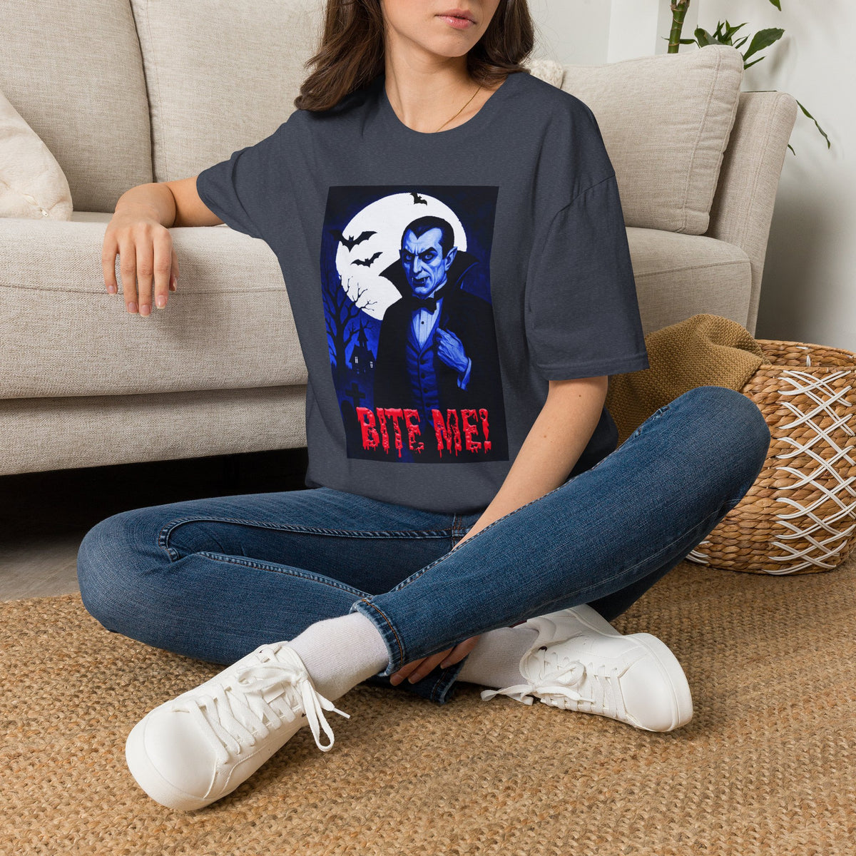 Vampire Graphic T-Shirt — 'Bite Me!' Moonlit Dracula Halloween Tee