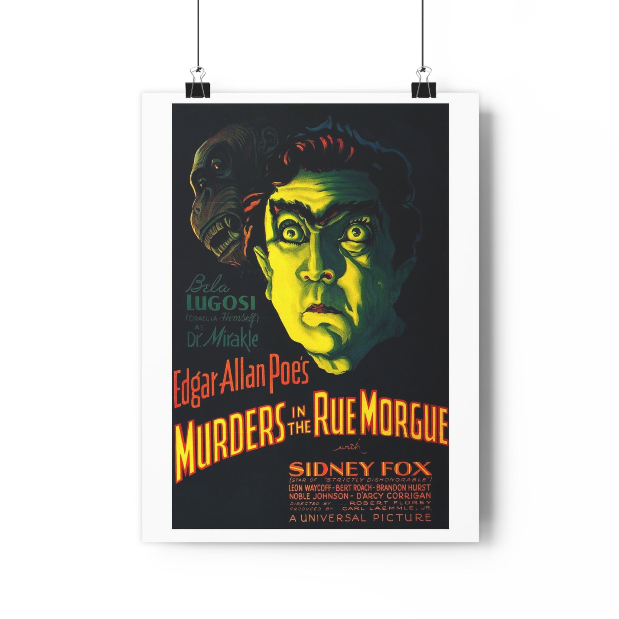 Vintage Horror Poster — "Edgar Allan Poe's Murders in the Rue Morgue" Art Print