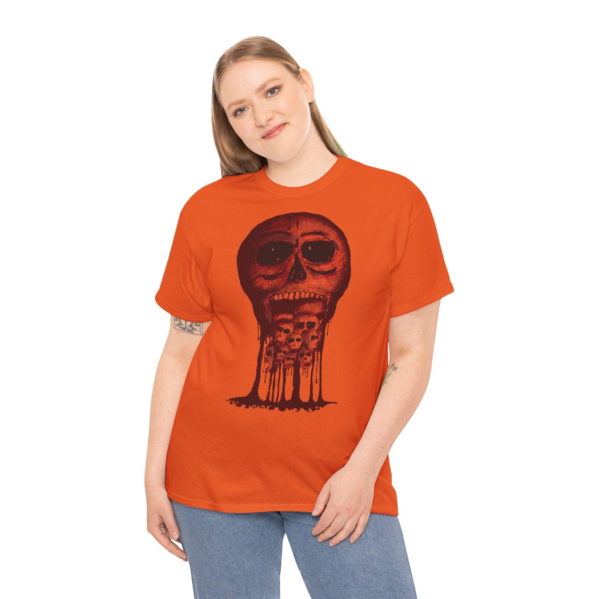 Mouth of Skulls Graphic Tee — Creepy Melting Skull Shirt for Goth & Halloween