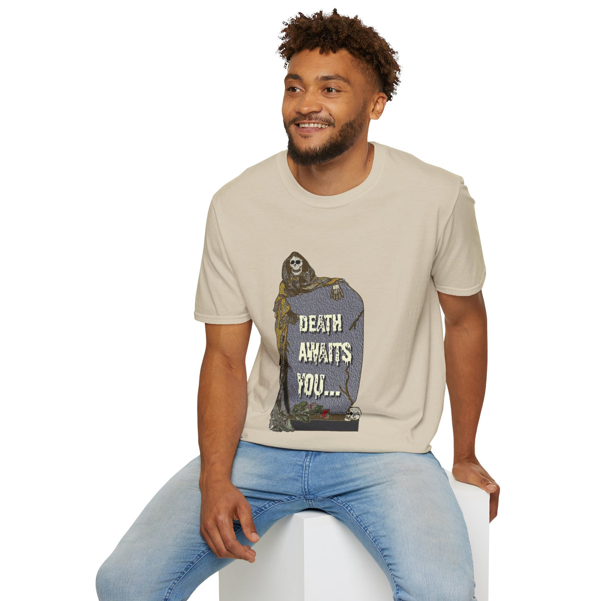 Death Awaits You T-Shirt — Grim Reaper Vintage Goth Tee