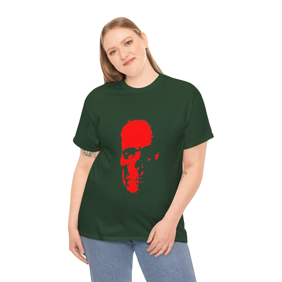 Red Skull Silhouette Tee — Minimalist Skull Graphic T-Shirt