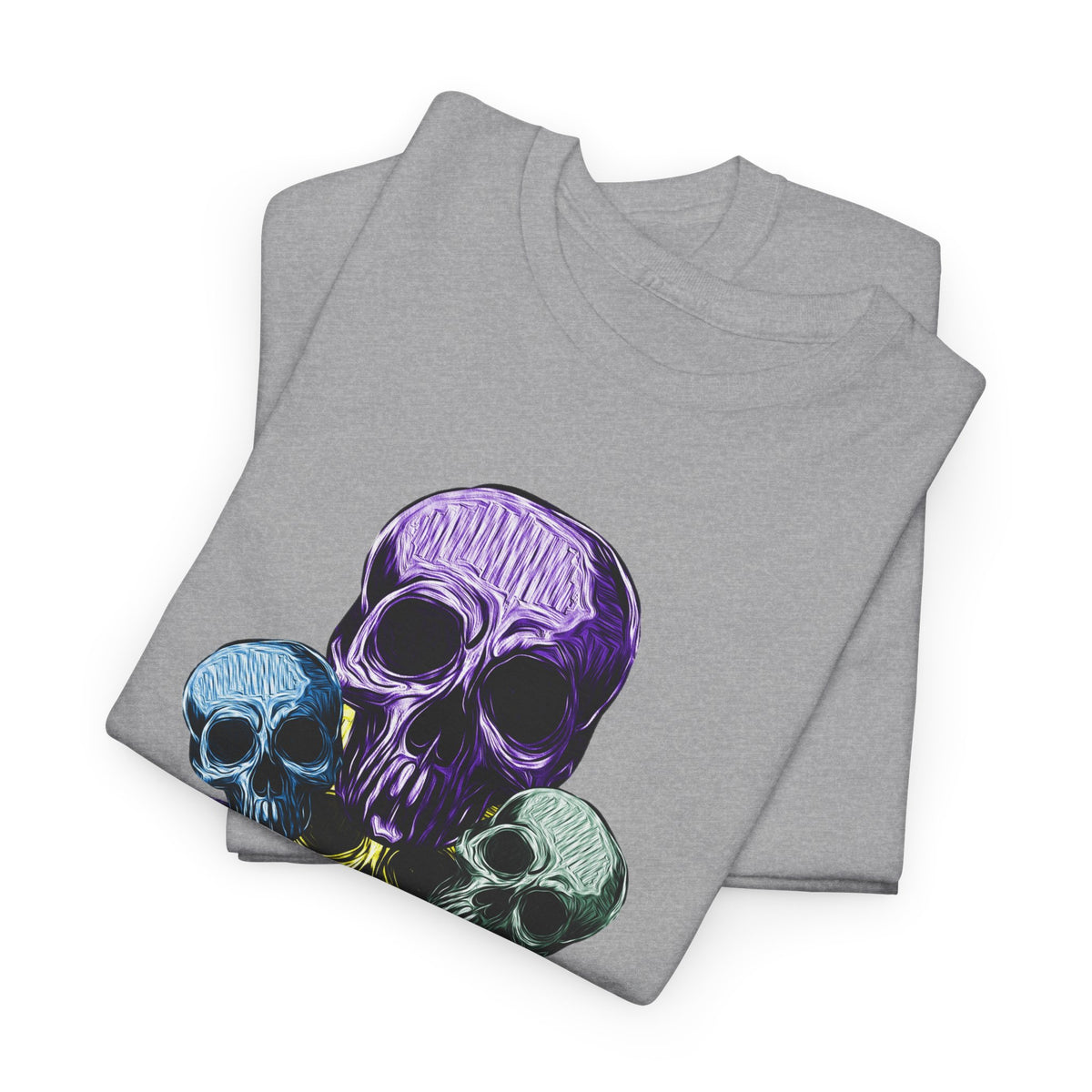 Rainbow Skull Stack T-Shirt | Multicolour Skull Art, Gothic Tee