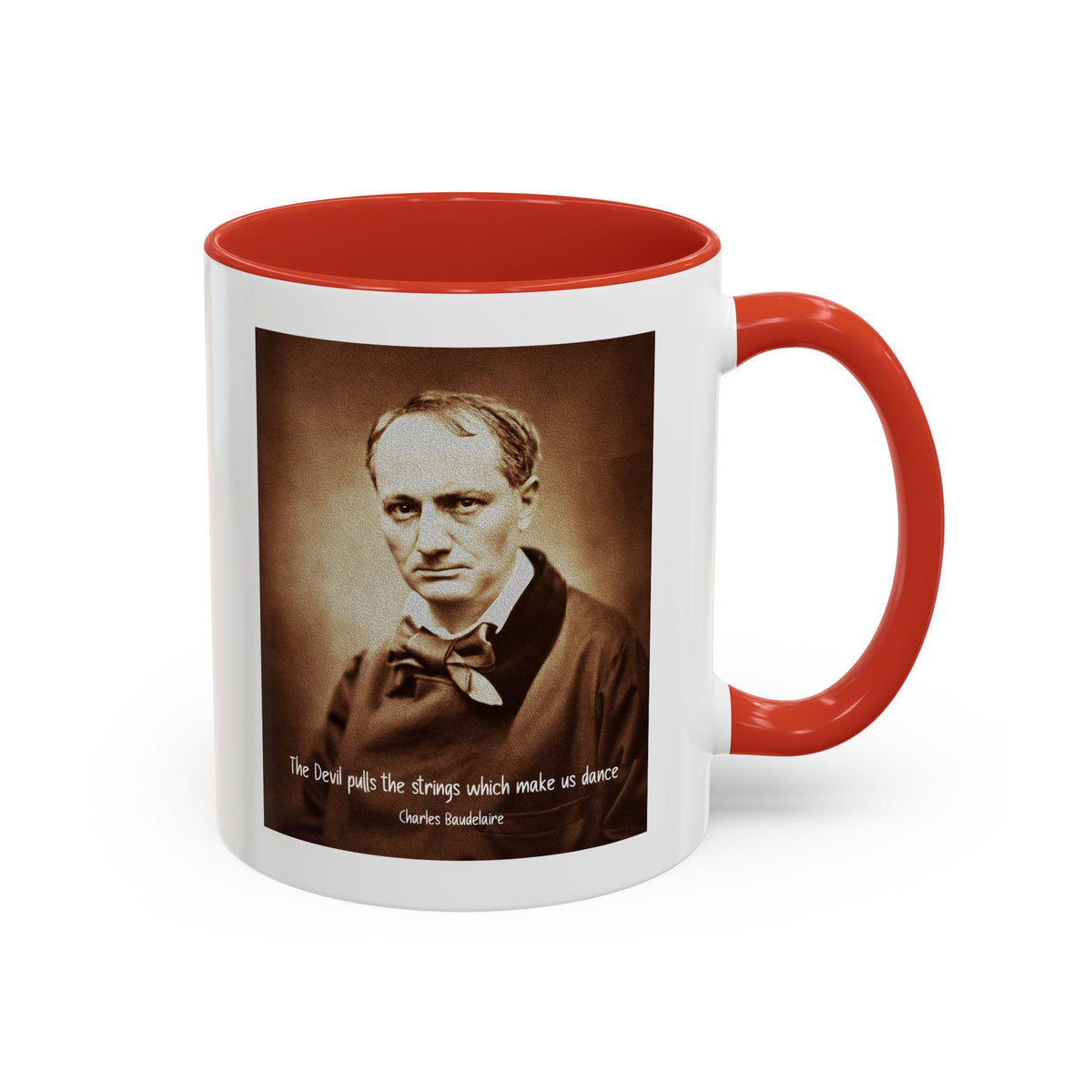 Vintage Portrait Mug with Charles Baudelaire Quote, Literary Gift (11/15oz)