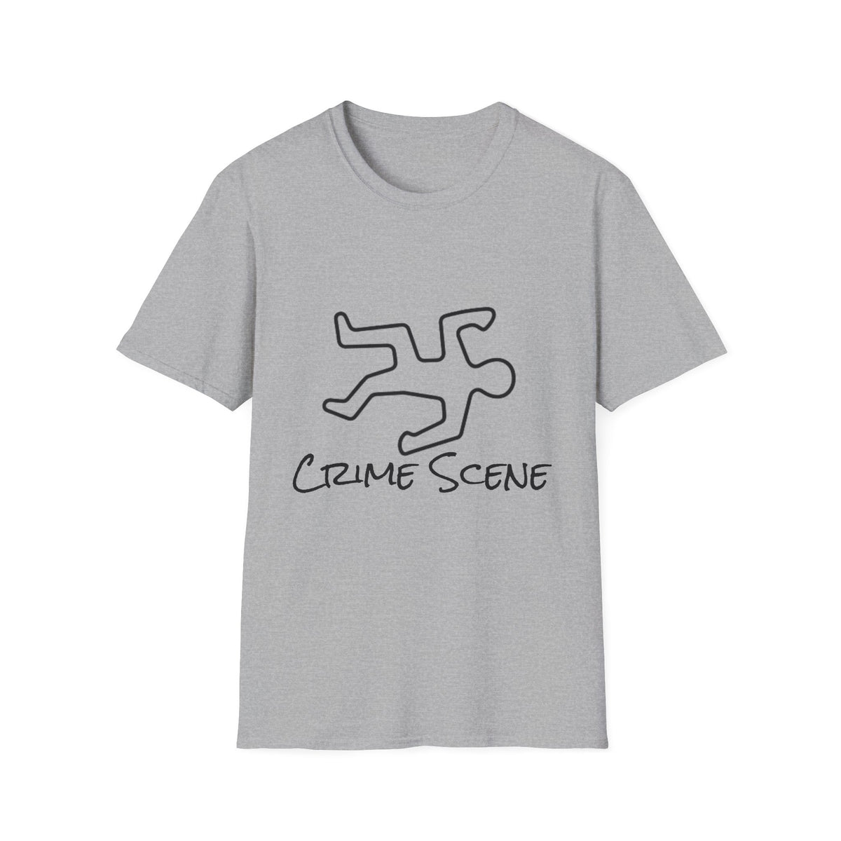Crime Scene T-Shirt – Minimal Chalk Outline Graphic Tee