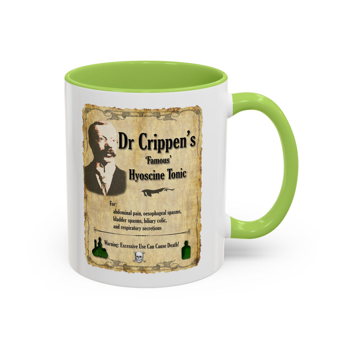 Vintage Apothecary Coffee Mug — “Dr Crippen’s Famous Hyoscine Tonic” Design