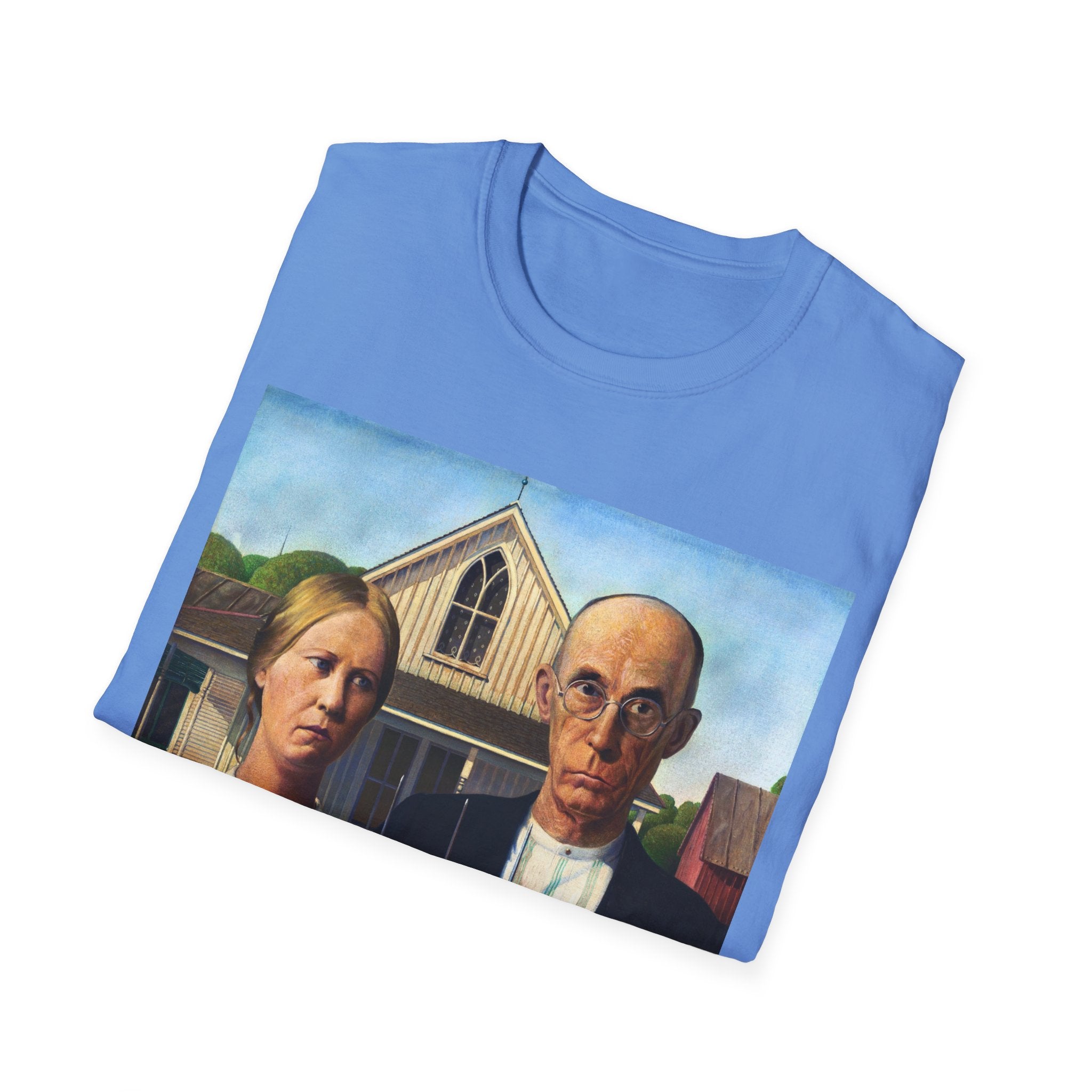 It had been years... American Gothic T-Shirt | Parody art print, farmhouse scene