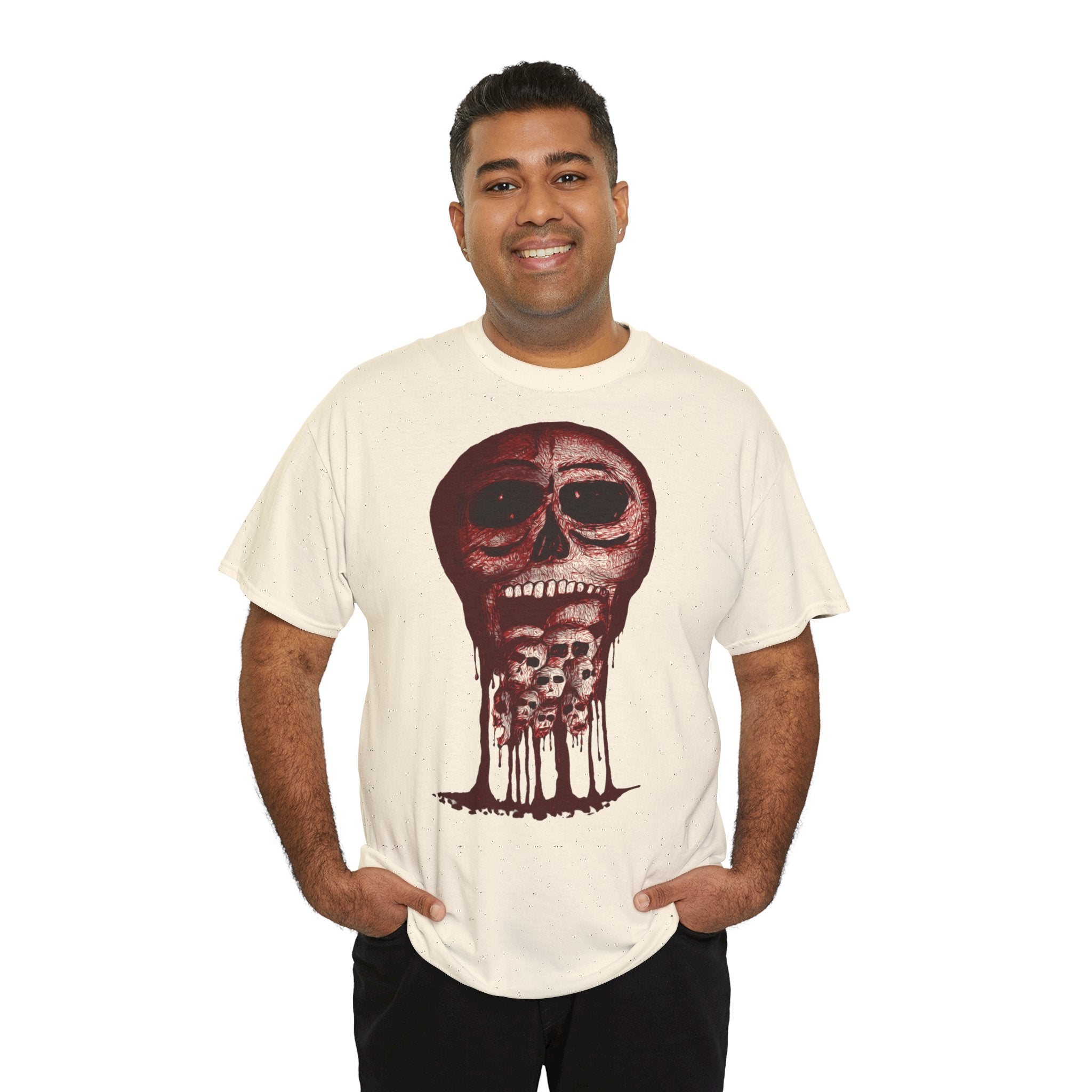 Mouth of Skulls Graphic Tee — Creepy Melting Skull Shirt for Goth & Halloween
