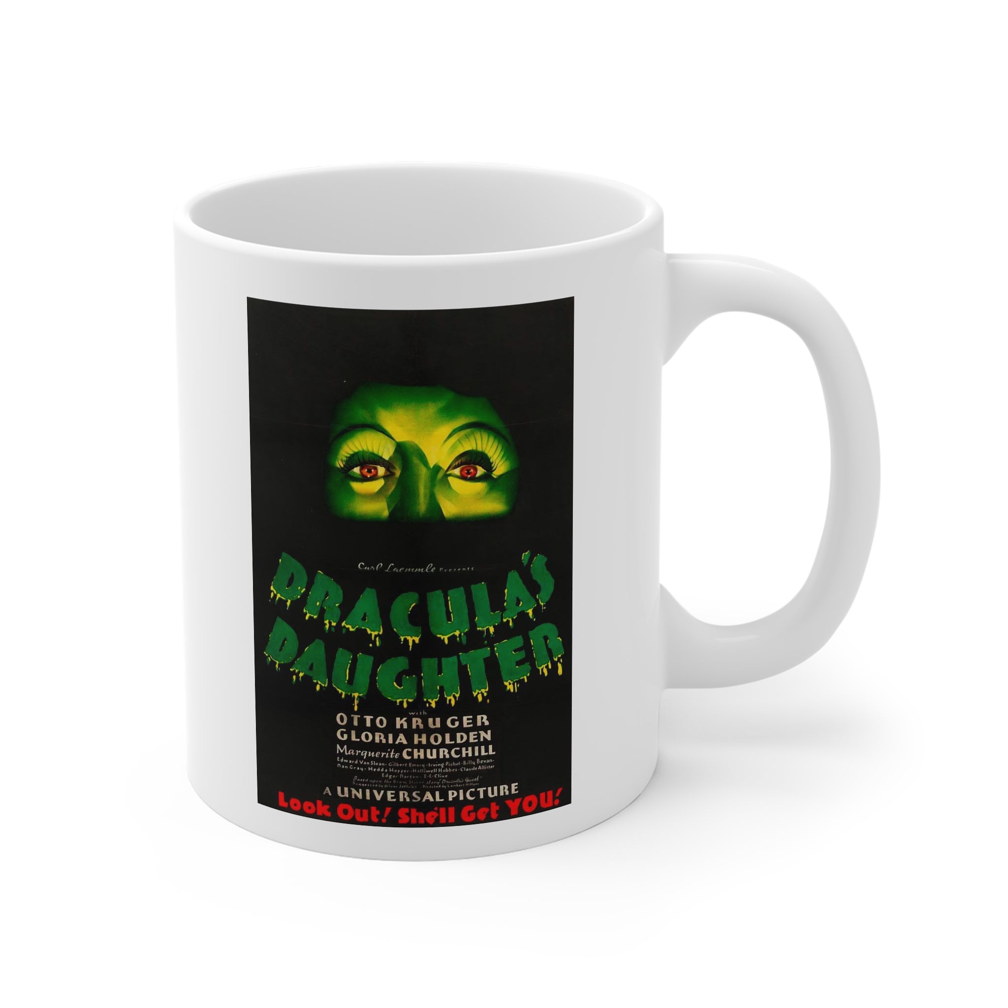 Dracula’s Daughter Horror Movie Poster Mug — 11oz Retro Gothic Coffee Cup