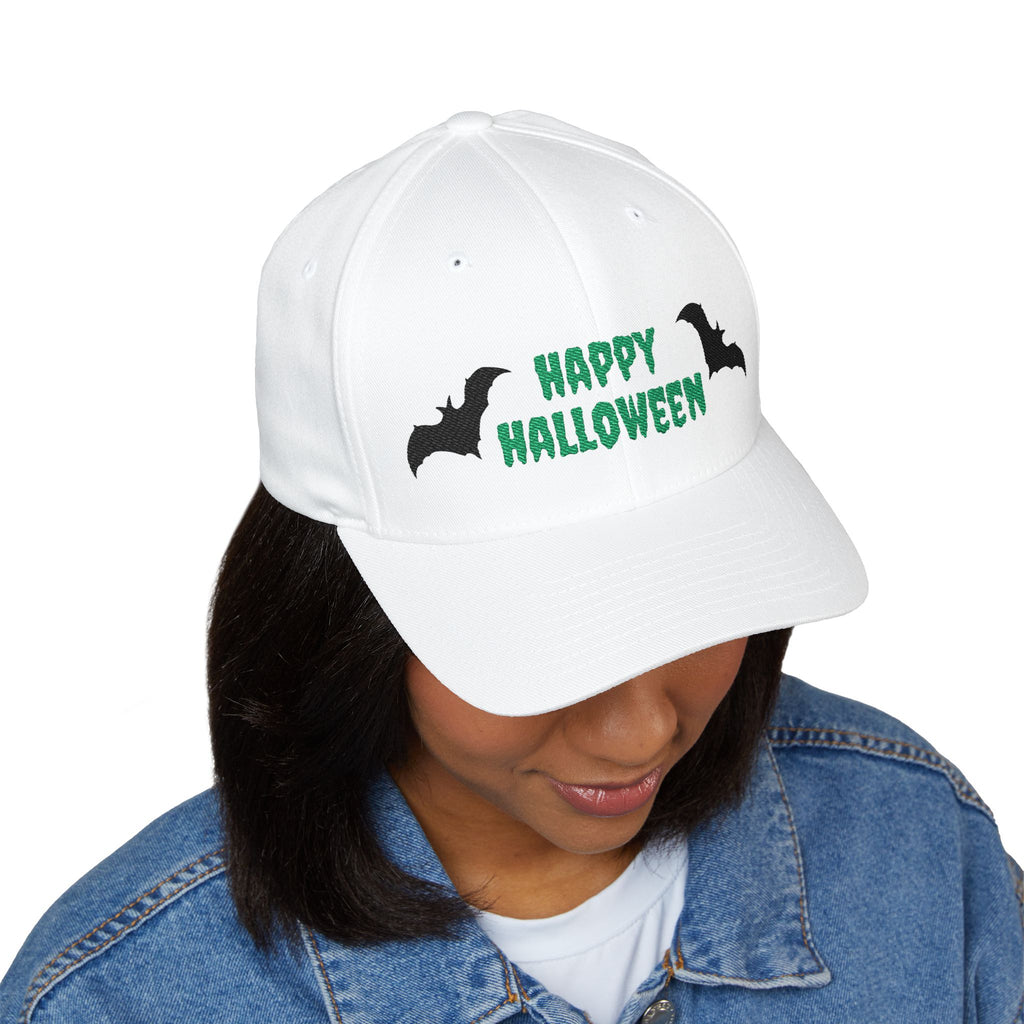 Happy Halloween Embroidered Cap with Bats