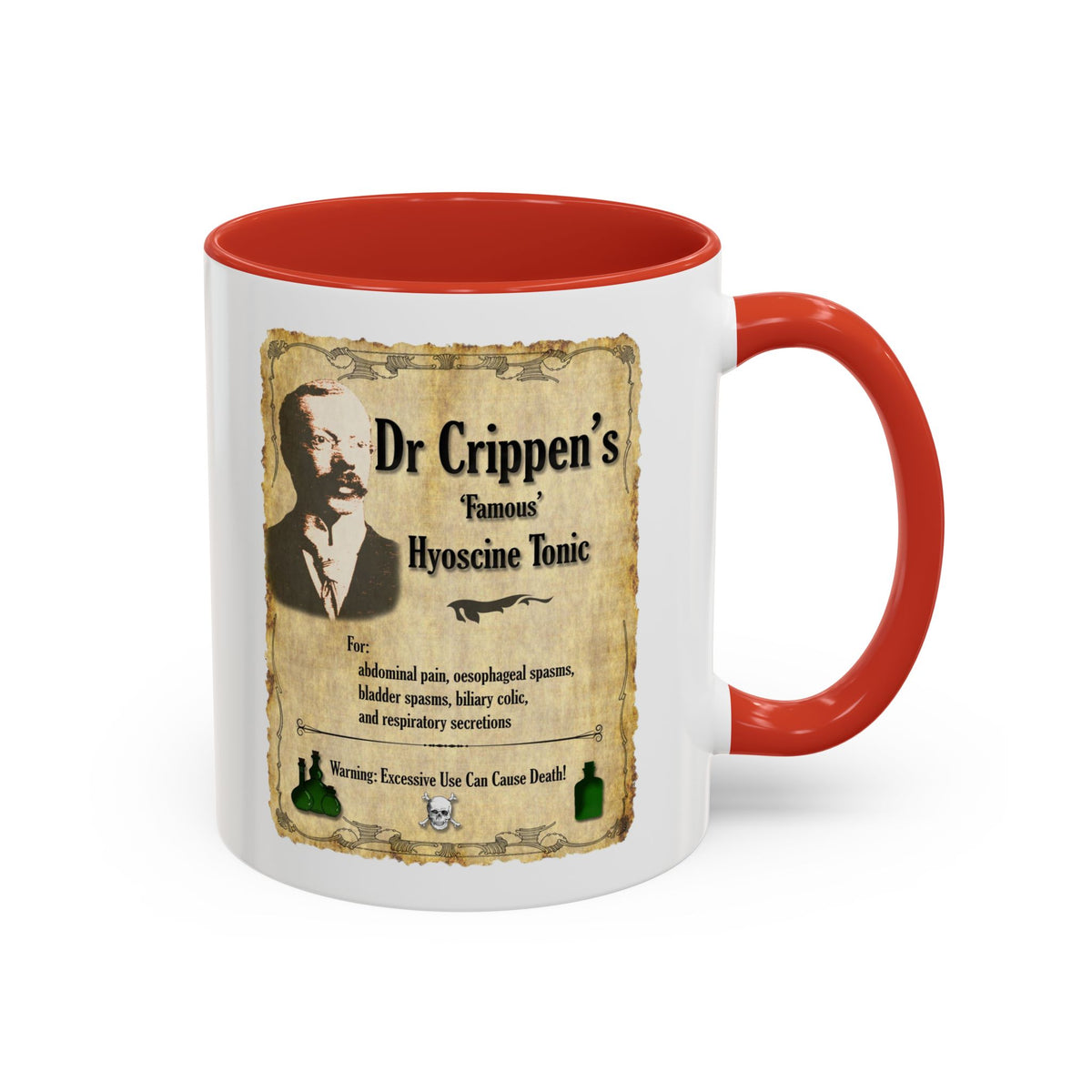Vintage Apothecary Coffee Mug — “Dr Crippen’s Famous Hyoscine Tonic” Design