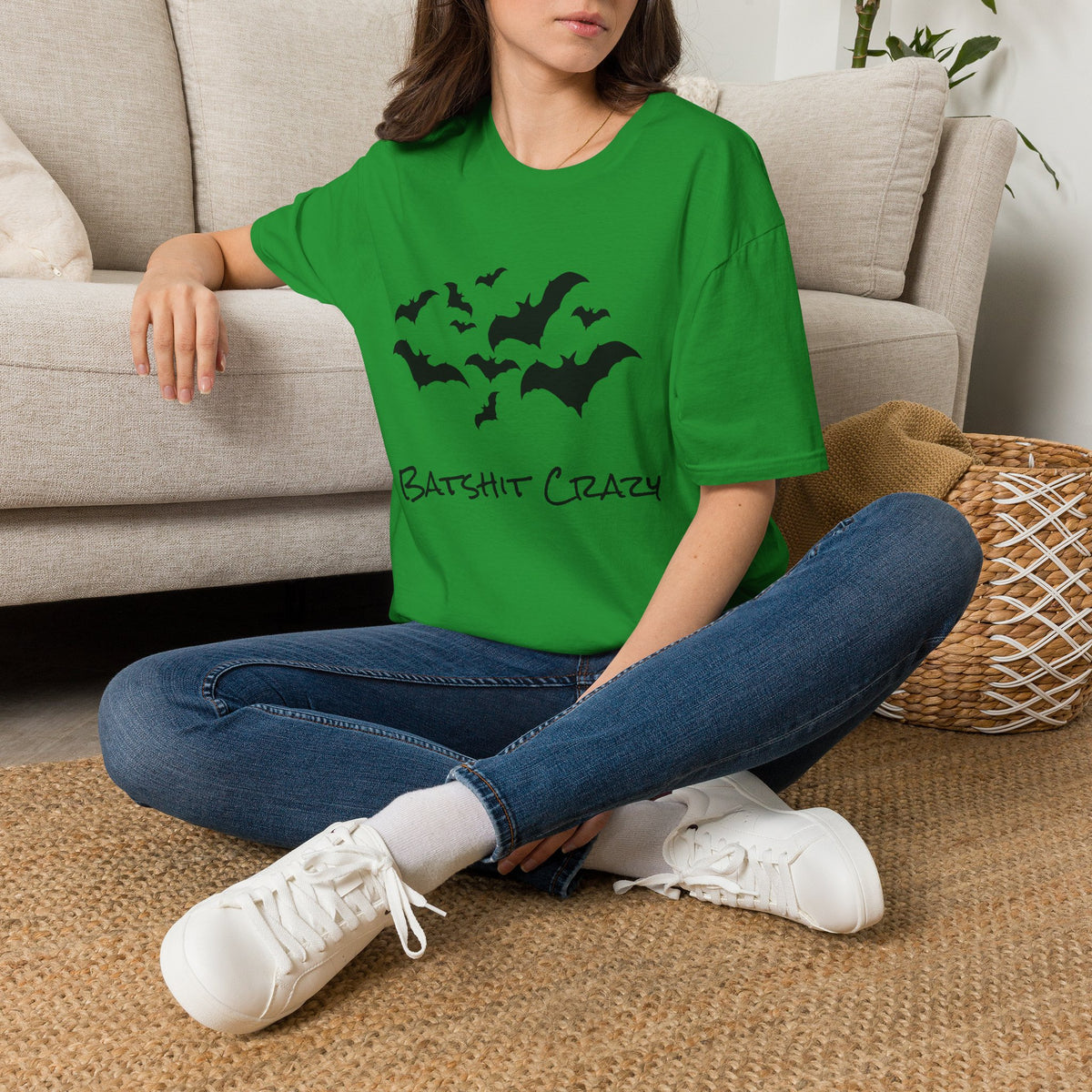 Bat Silhouette T‑Shirt — "Batshit Crazy" Graphic Halloween Tee